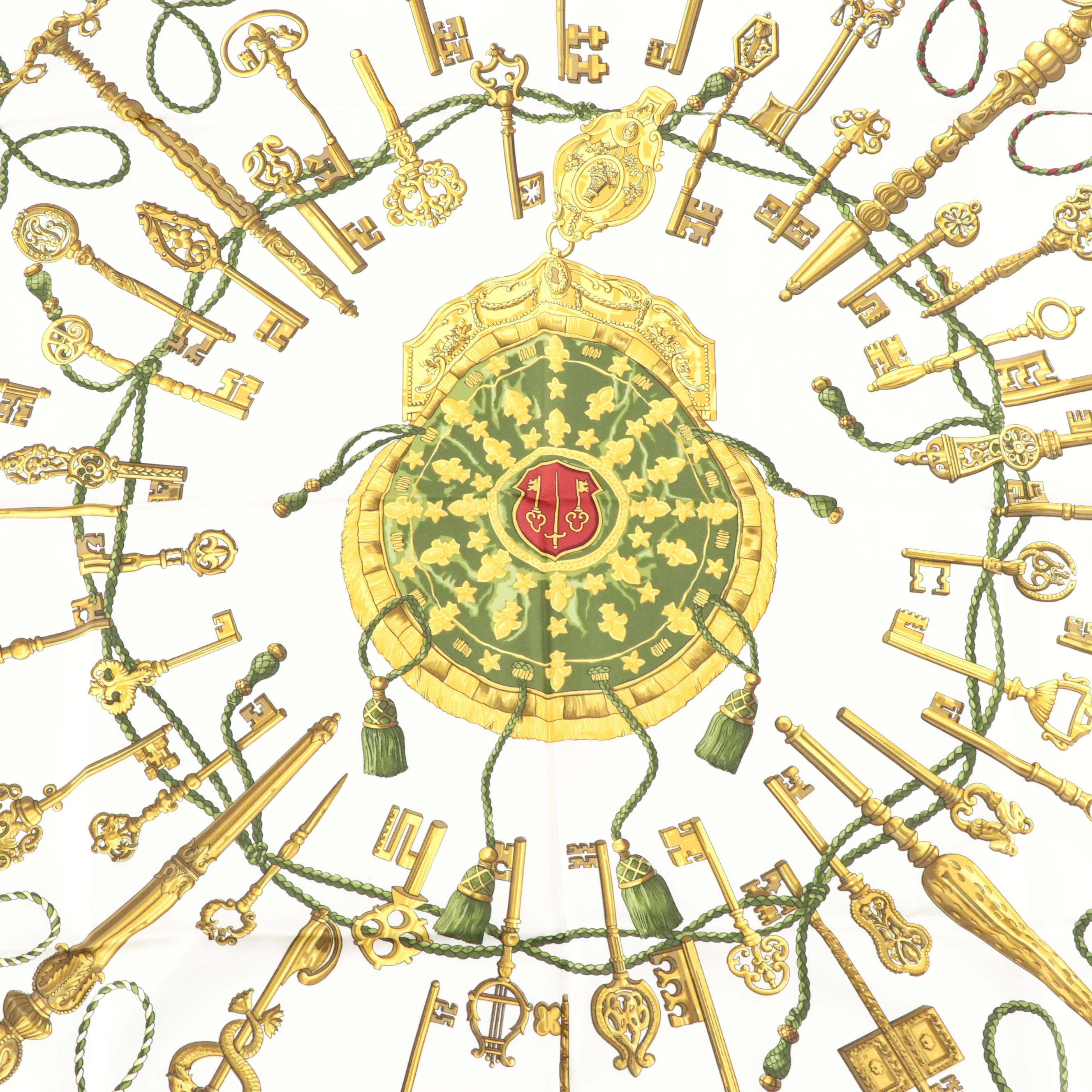 Hermès "Les Cles" Silk Twill Scarf 90