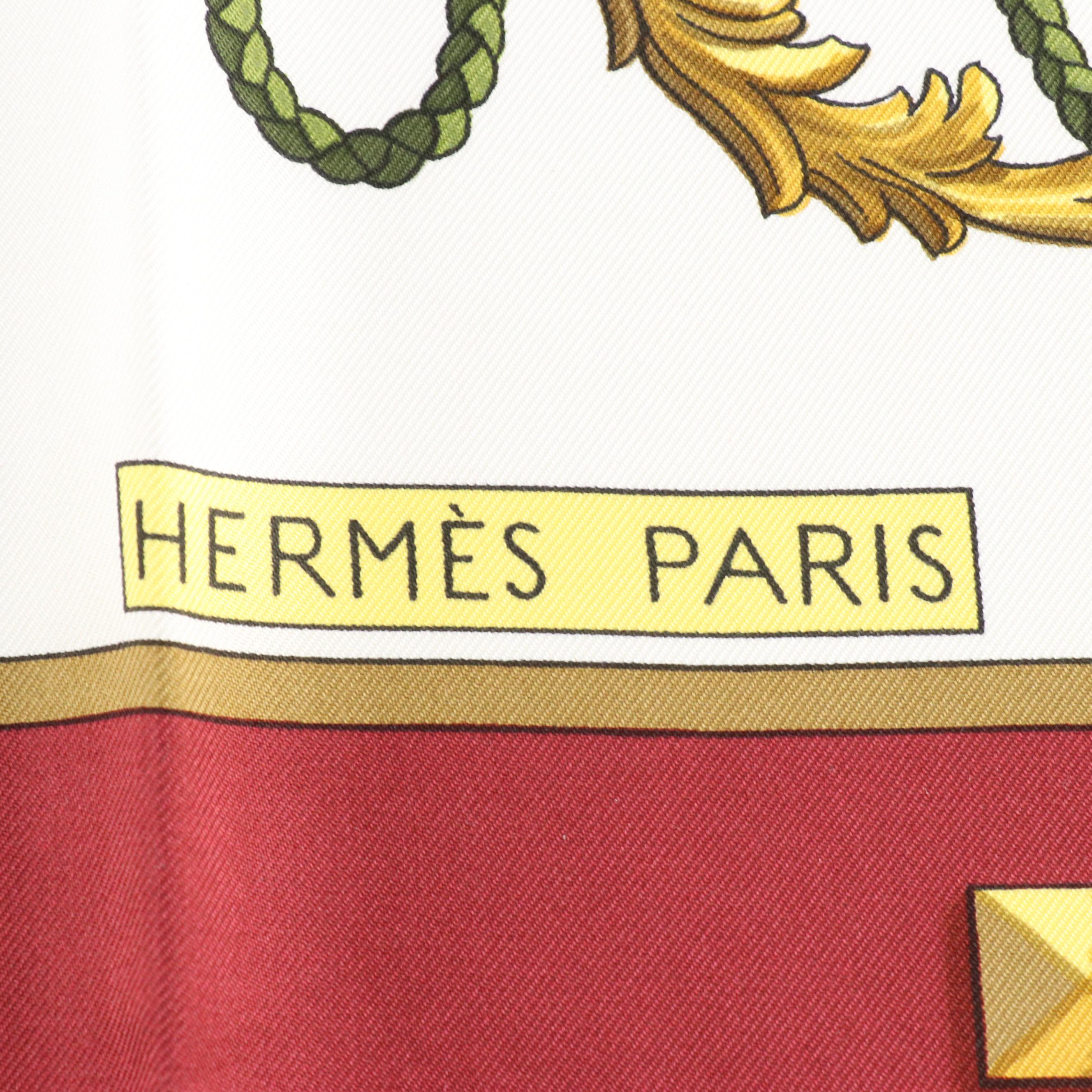 Hermès "Les Cles" Silk Twill Scarf 90
