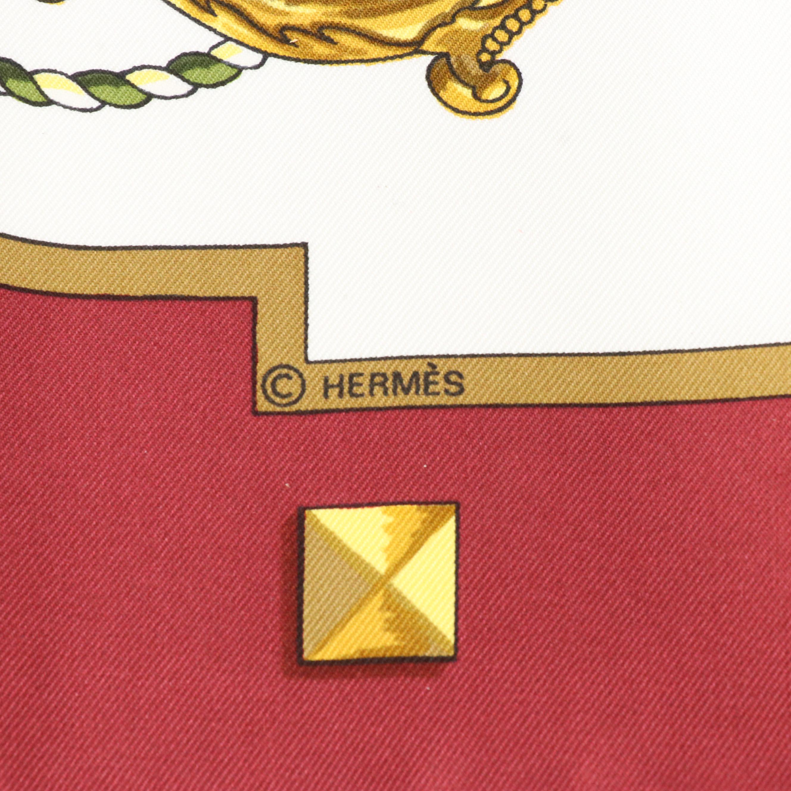 Hermès "Les Cles" Silk Twill Scarf 90
