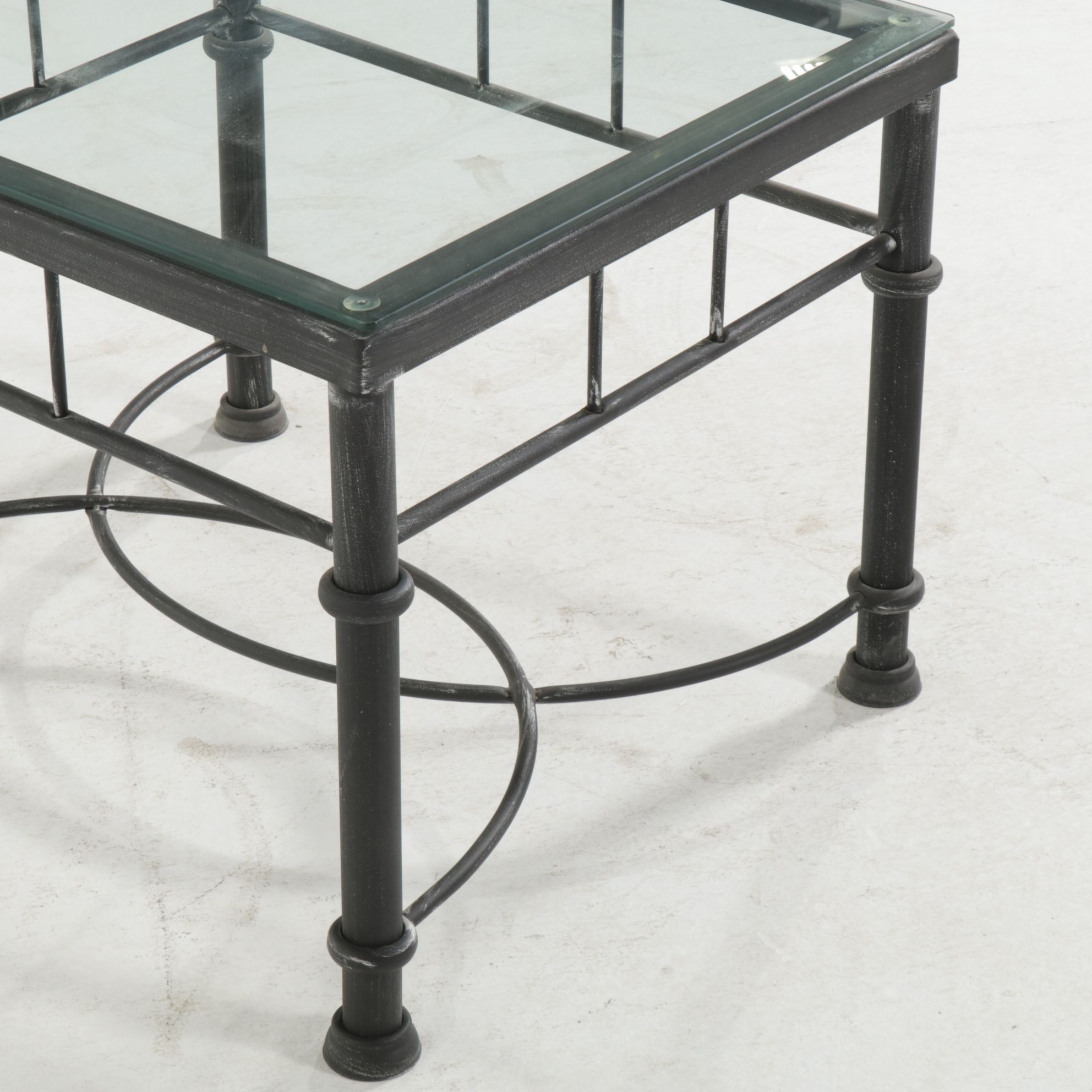 Glass Top Metal Side Table, 21st Century
