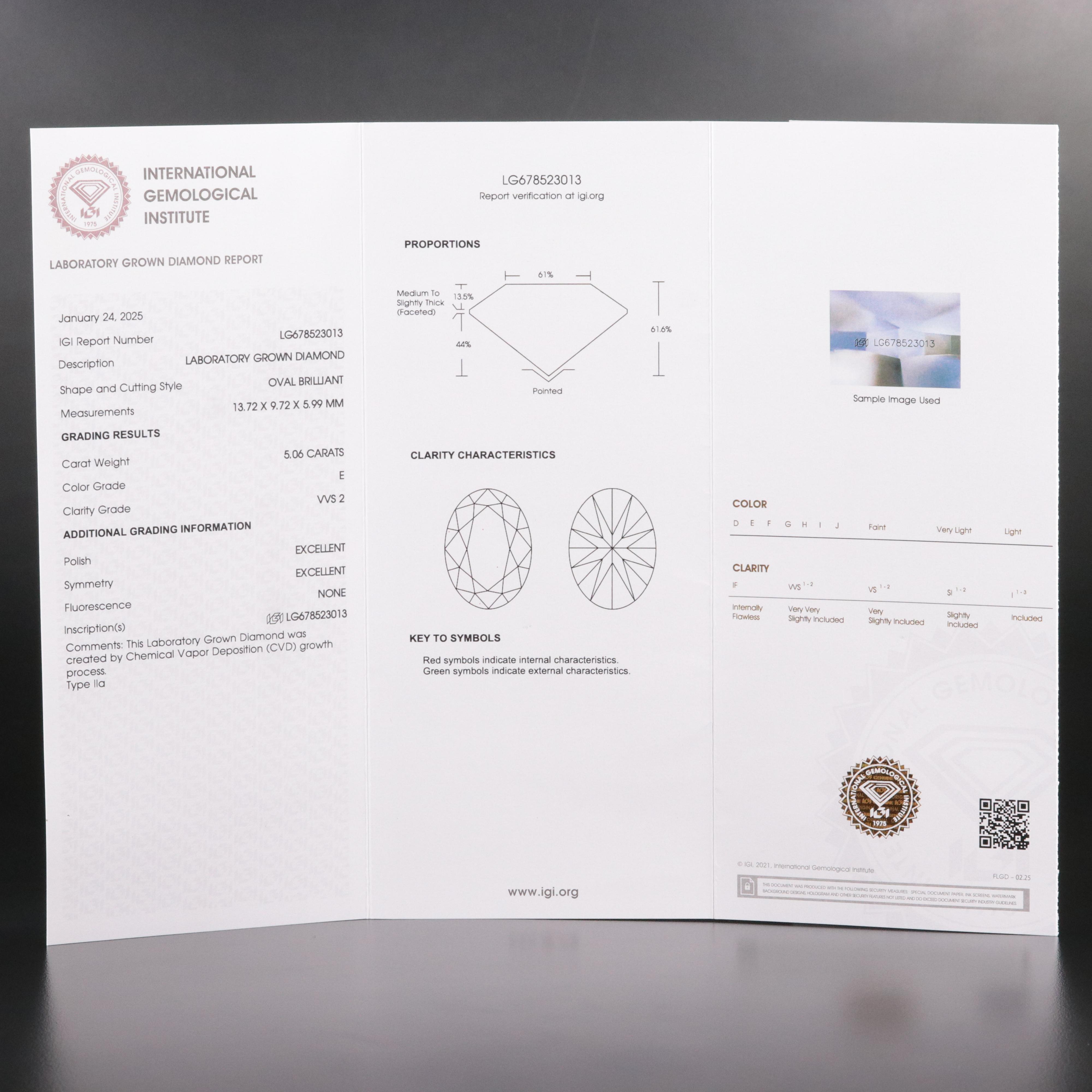 14K 5.29 CTW Lab Grown Diamond Ring with IGI Report