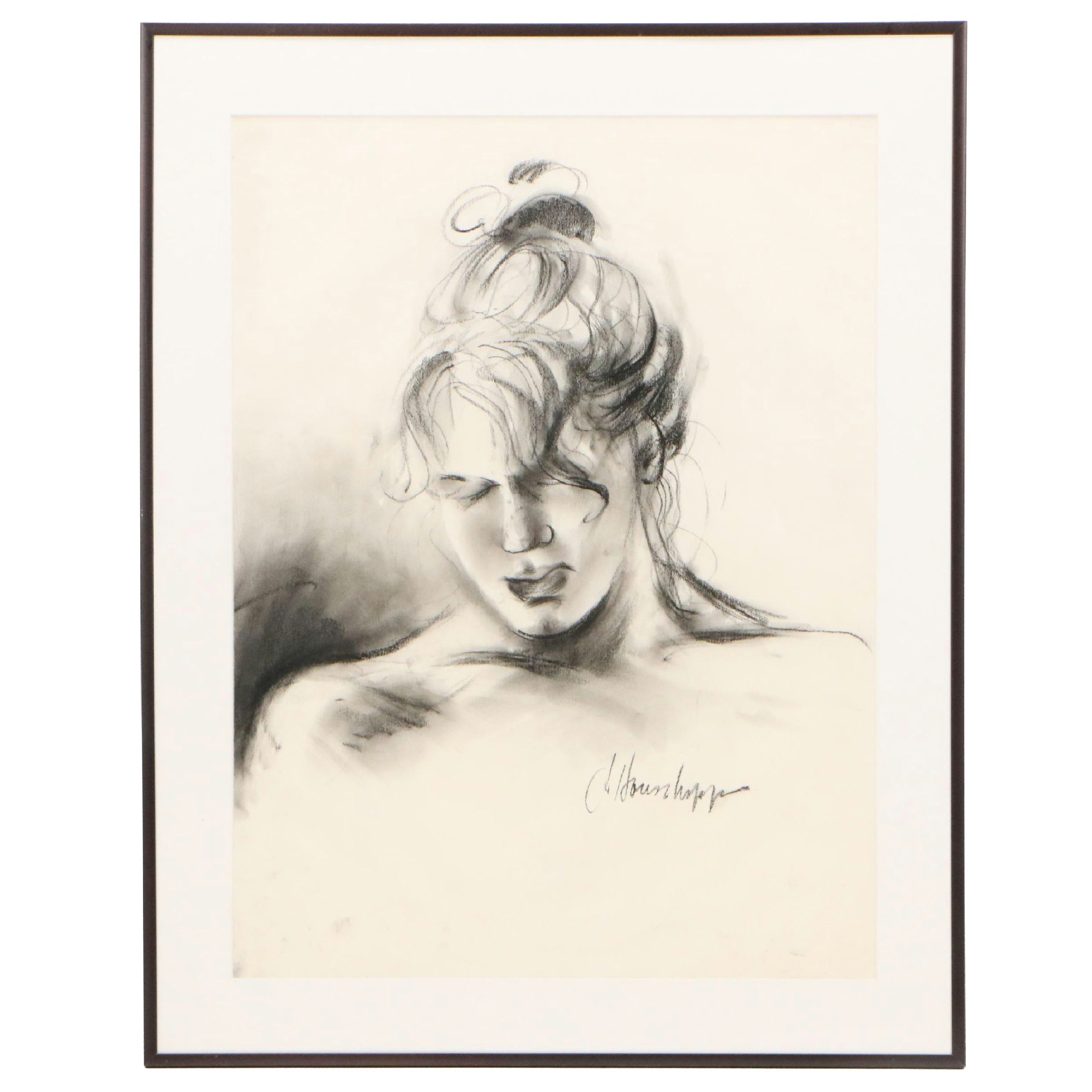 Joanne Honschopp Female Portrait Drawing, 21st Century