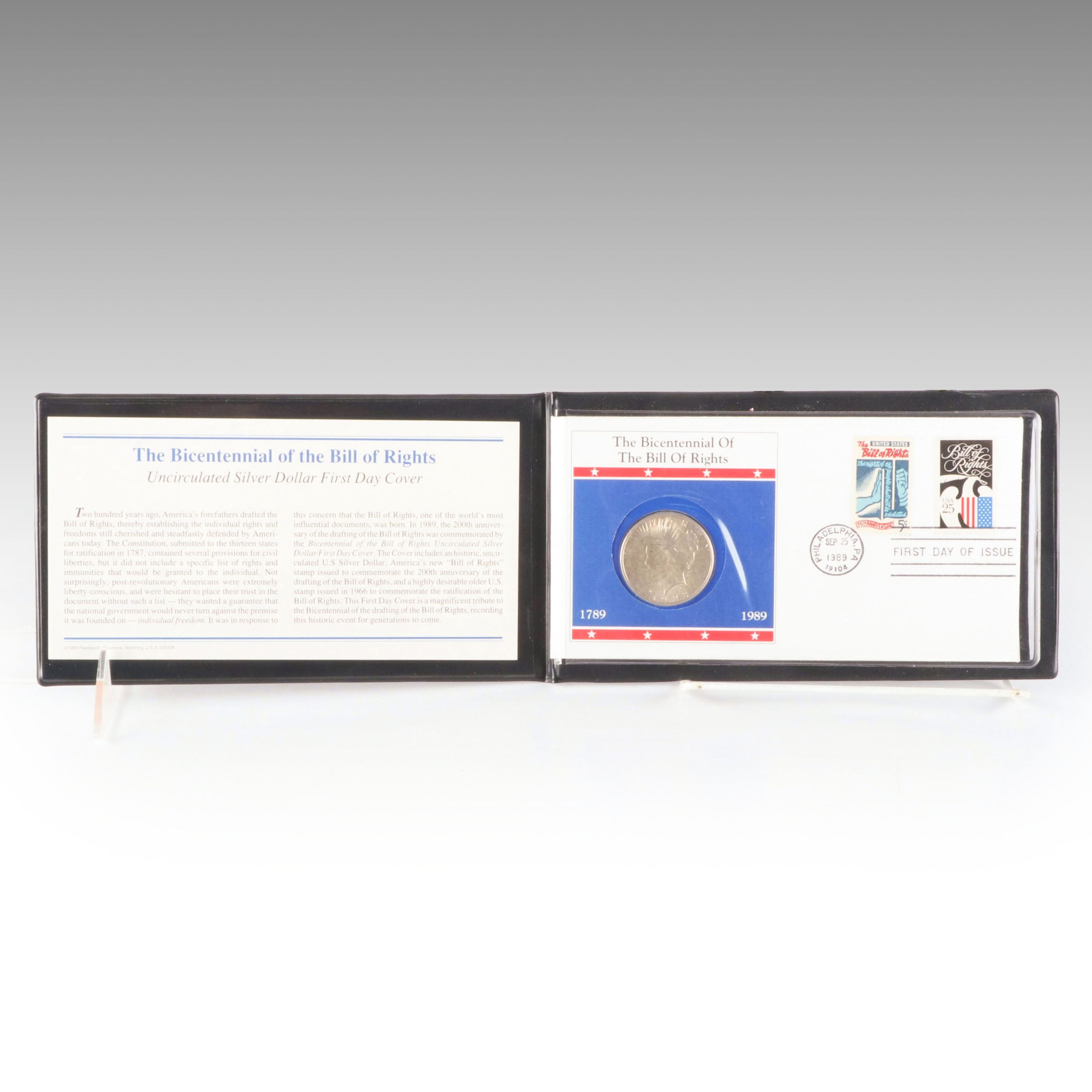 1989  Bicentennial of the Bill of Rights First Day Cover, and 1923 Peace Dollar