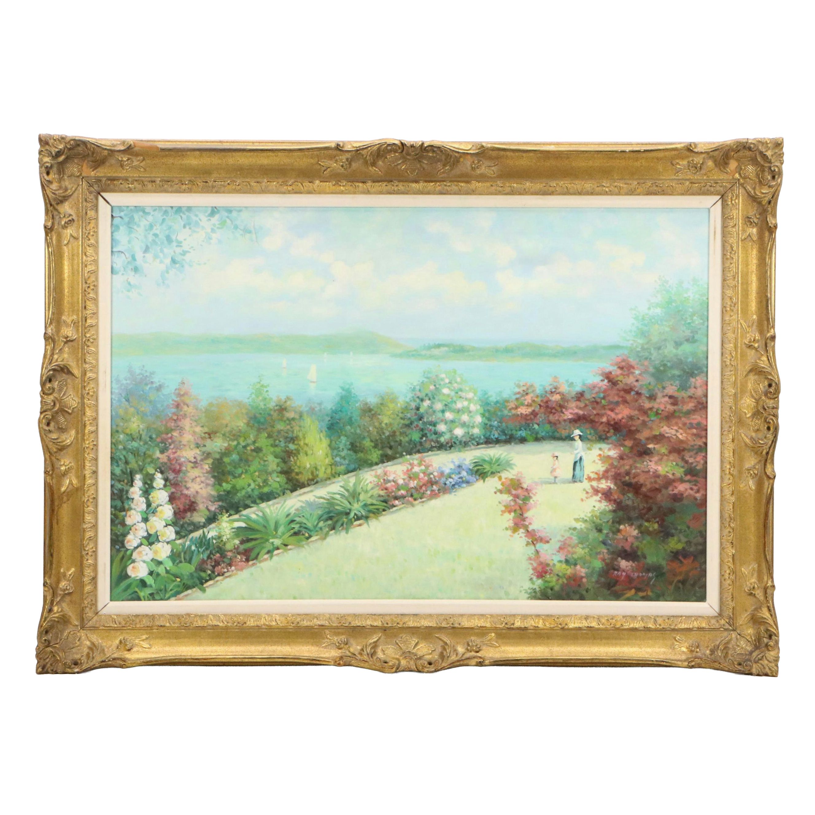 Ray Thomas Oil Painting "The Hillside," Mid to Late 20th Century