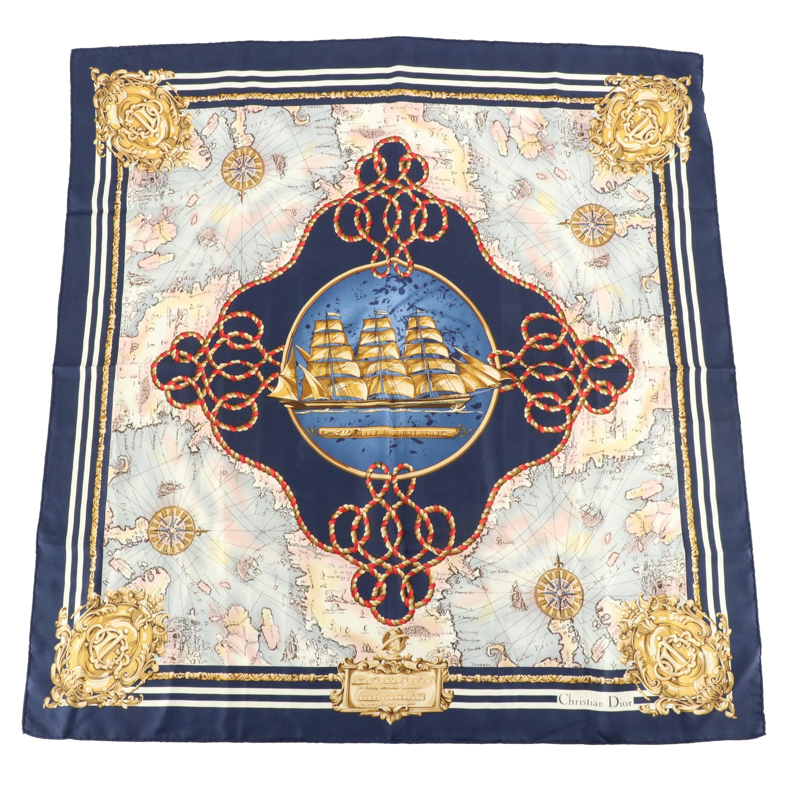 Christian Dior Around The World Silk Printed Scarf