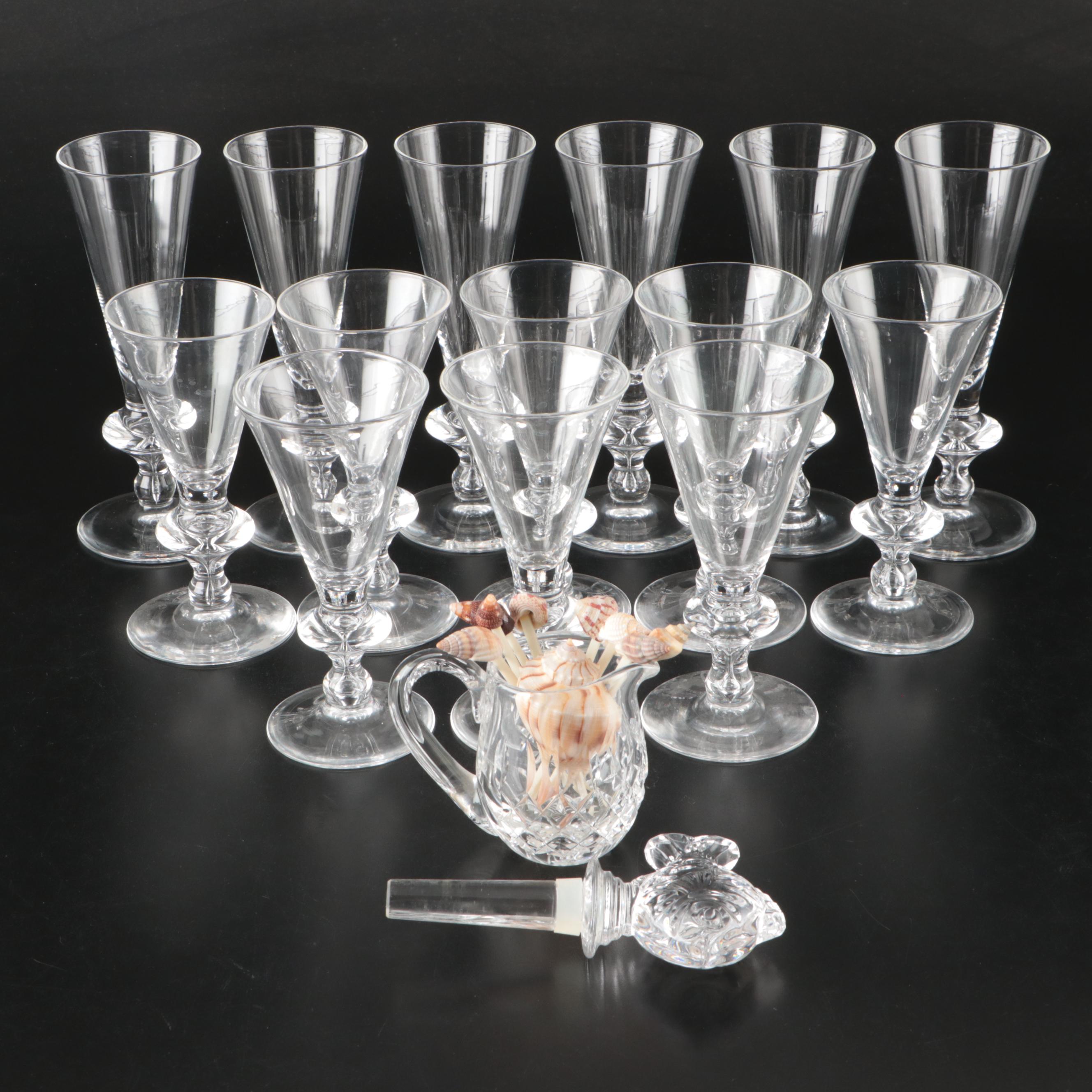 Steuben Crystal Fluted Champagne and Wine Glasses, 1930s