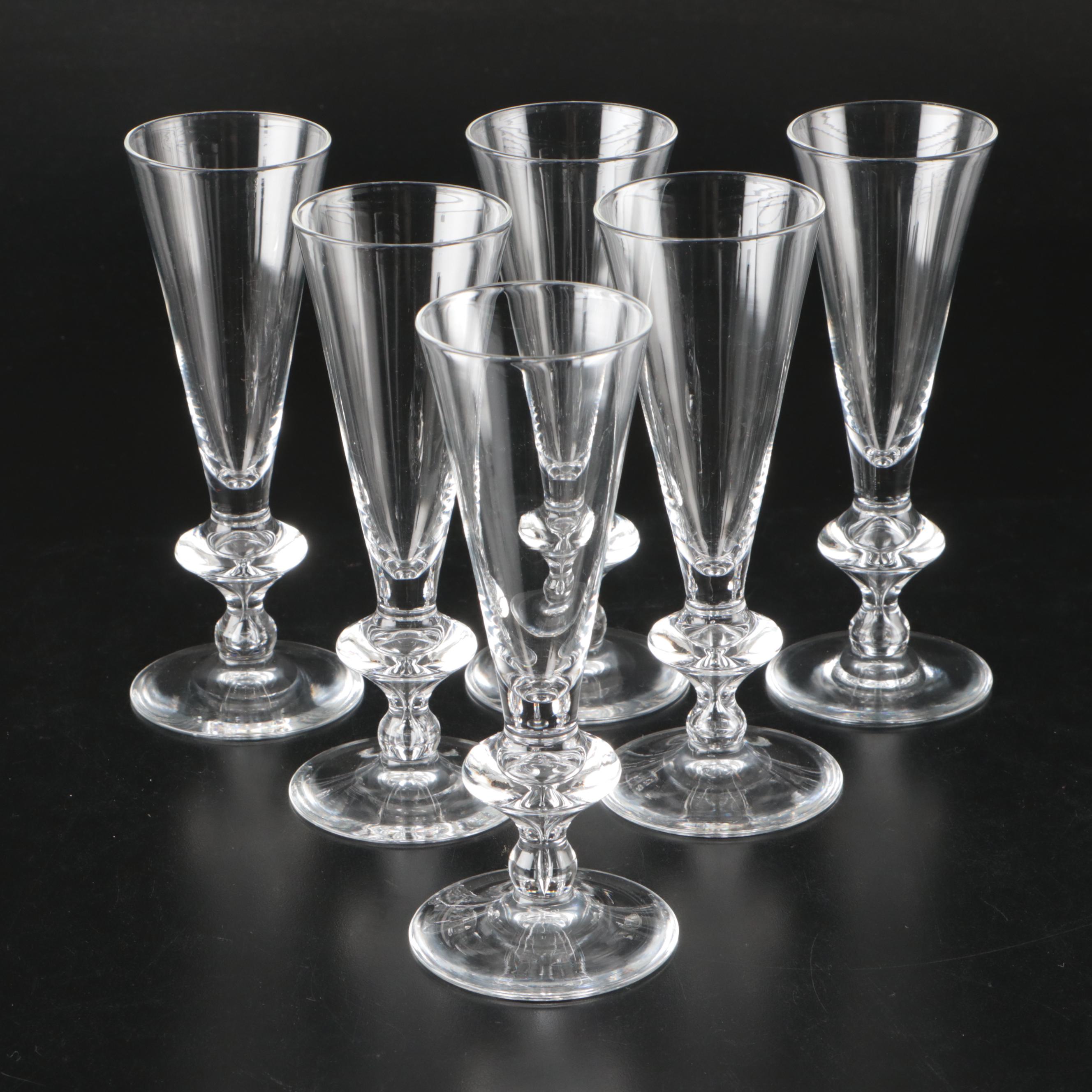 Steuben Crystal Fluted Champagne and Wine Glasses, 1930s