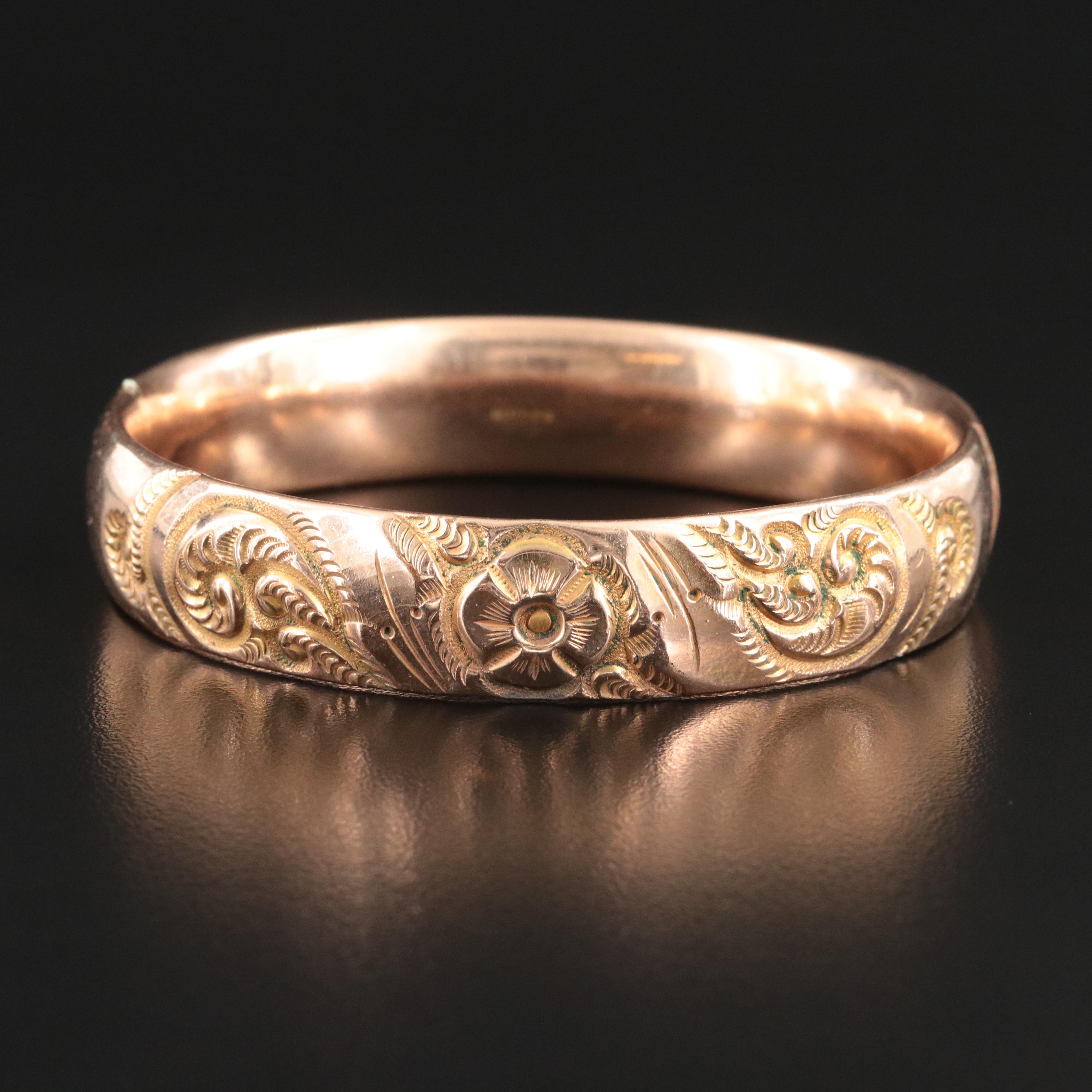 Vintage Floral Hinged Bangle
