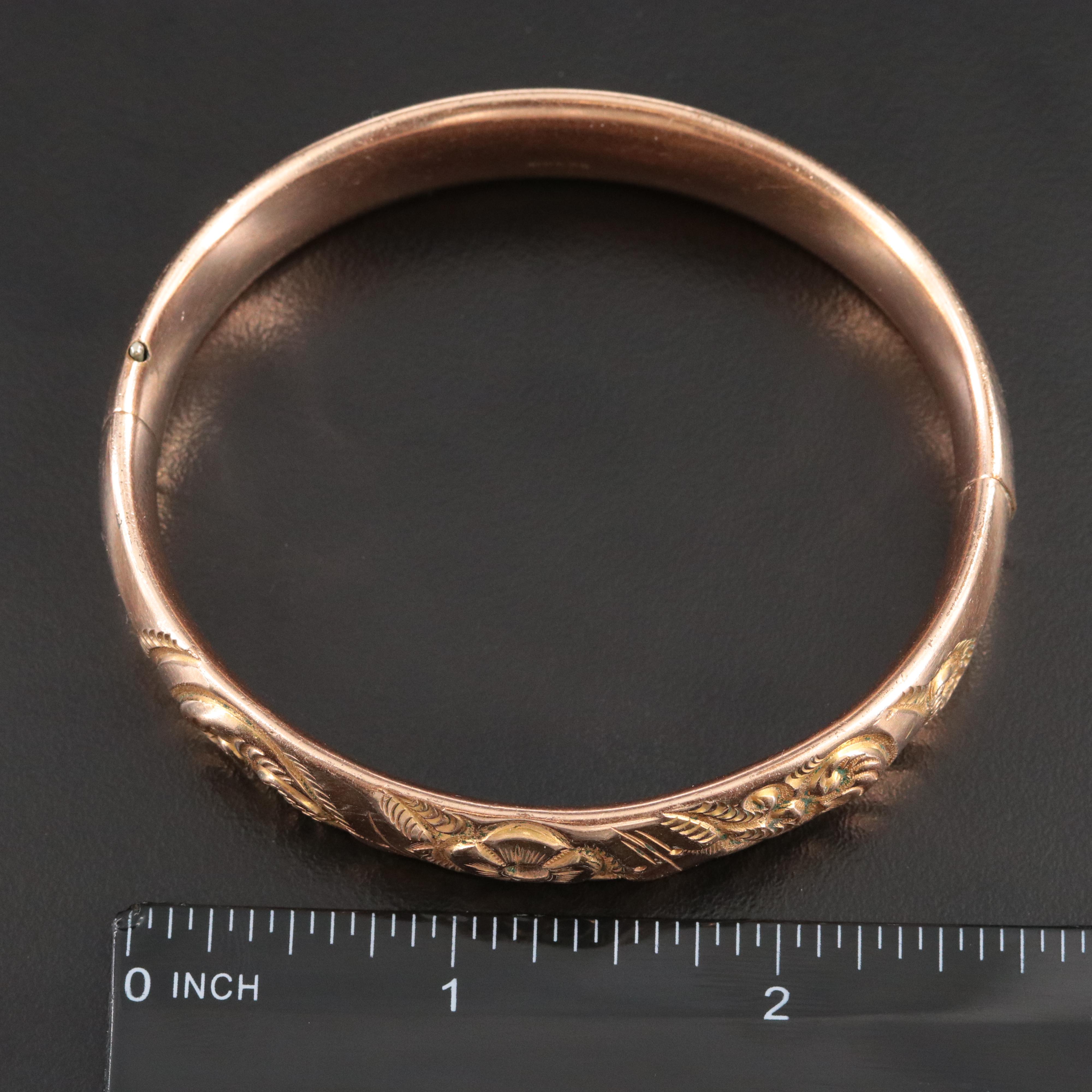 Vintage Floral Hinged Bangle