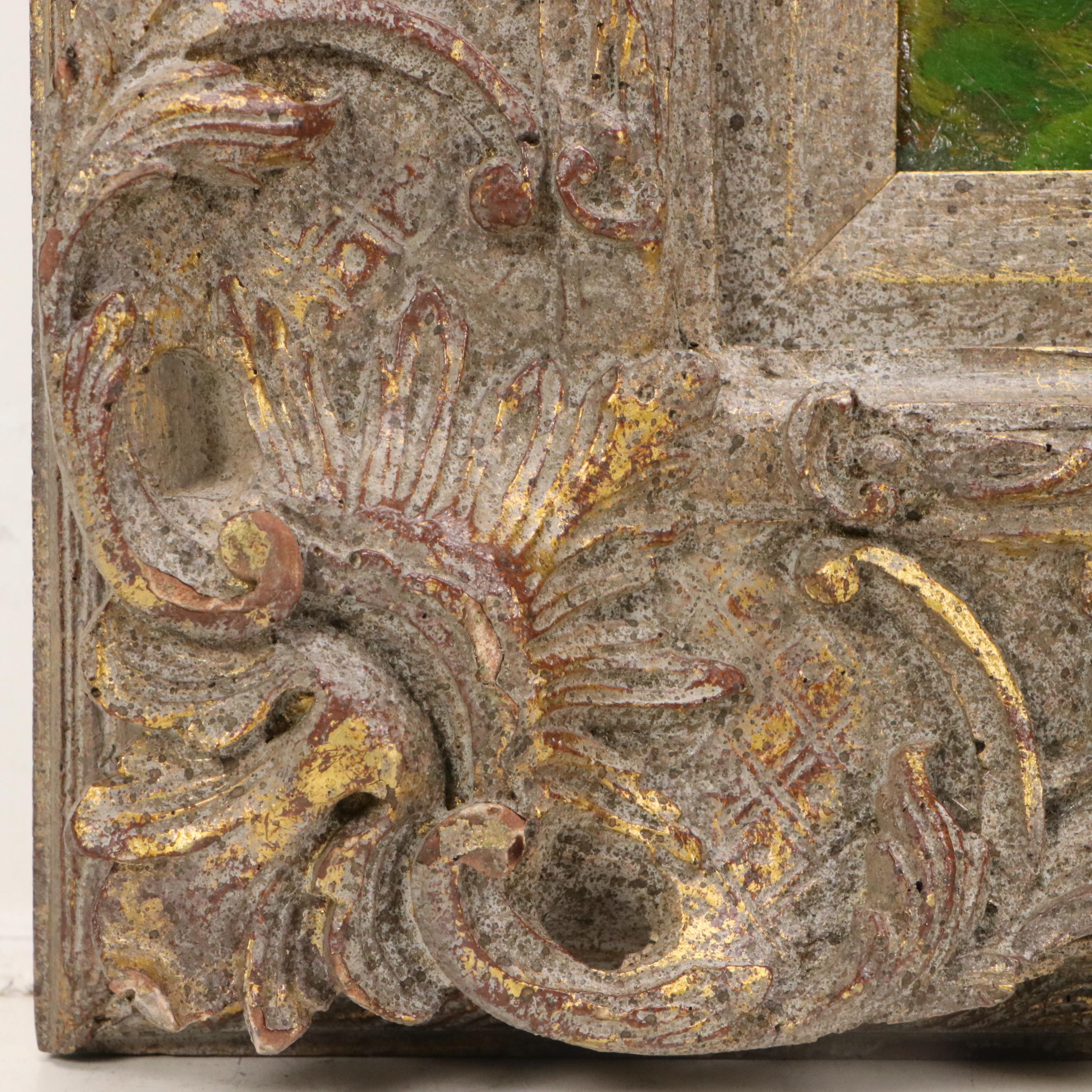 Marjorie Rey Rickard Oil Painting of Lush Mountainside with Houses, 1934