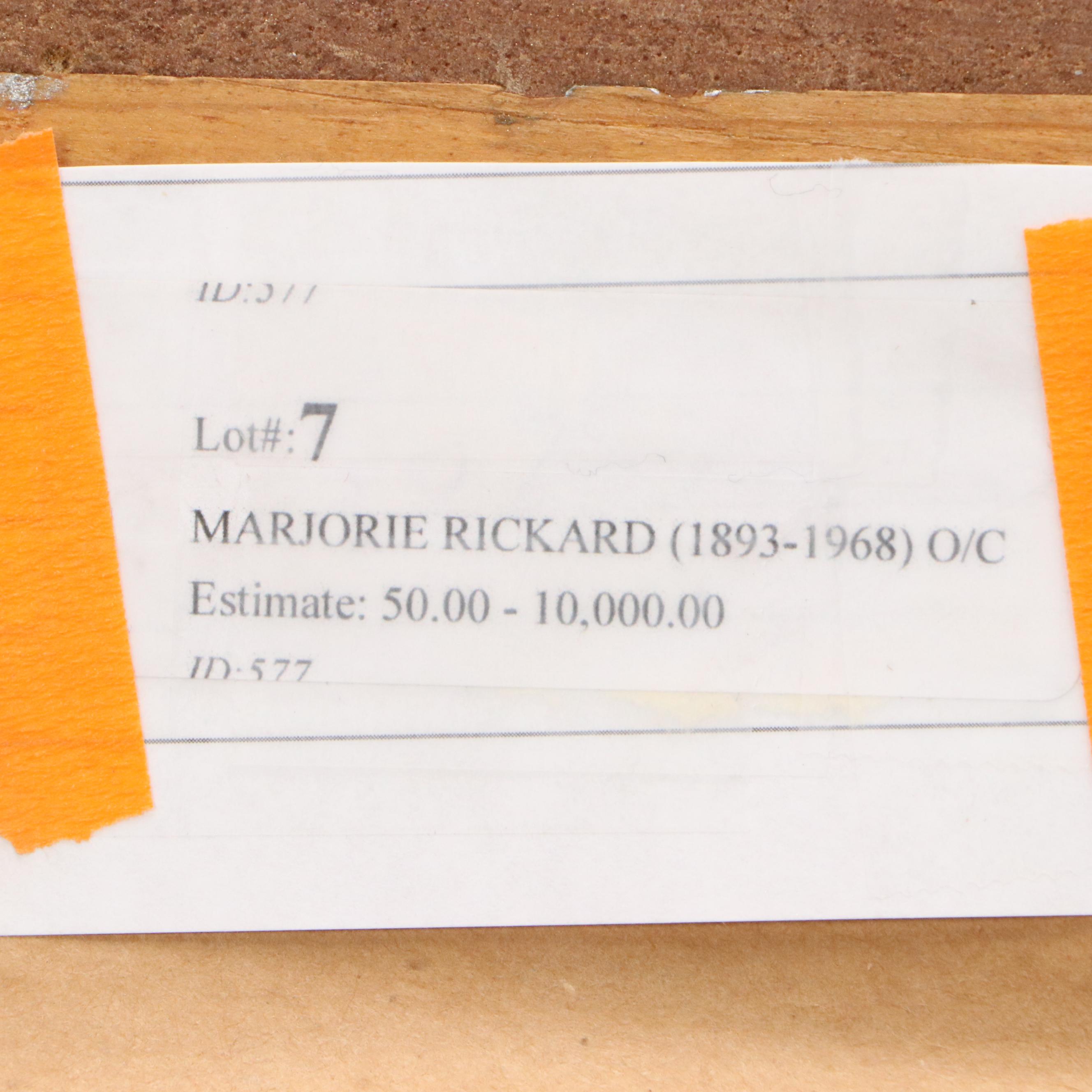 Marjorie Rey Rickard Oil Painting of Lush Mountainside with Houses, 1934