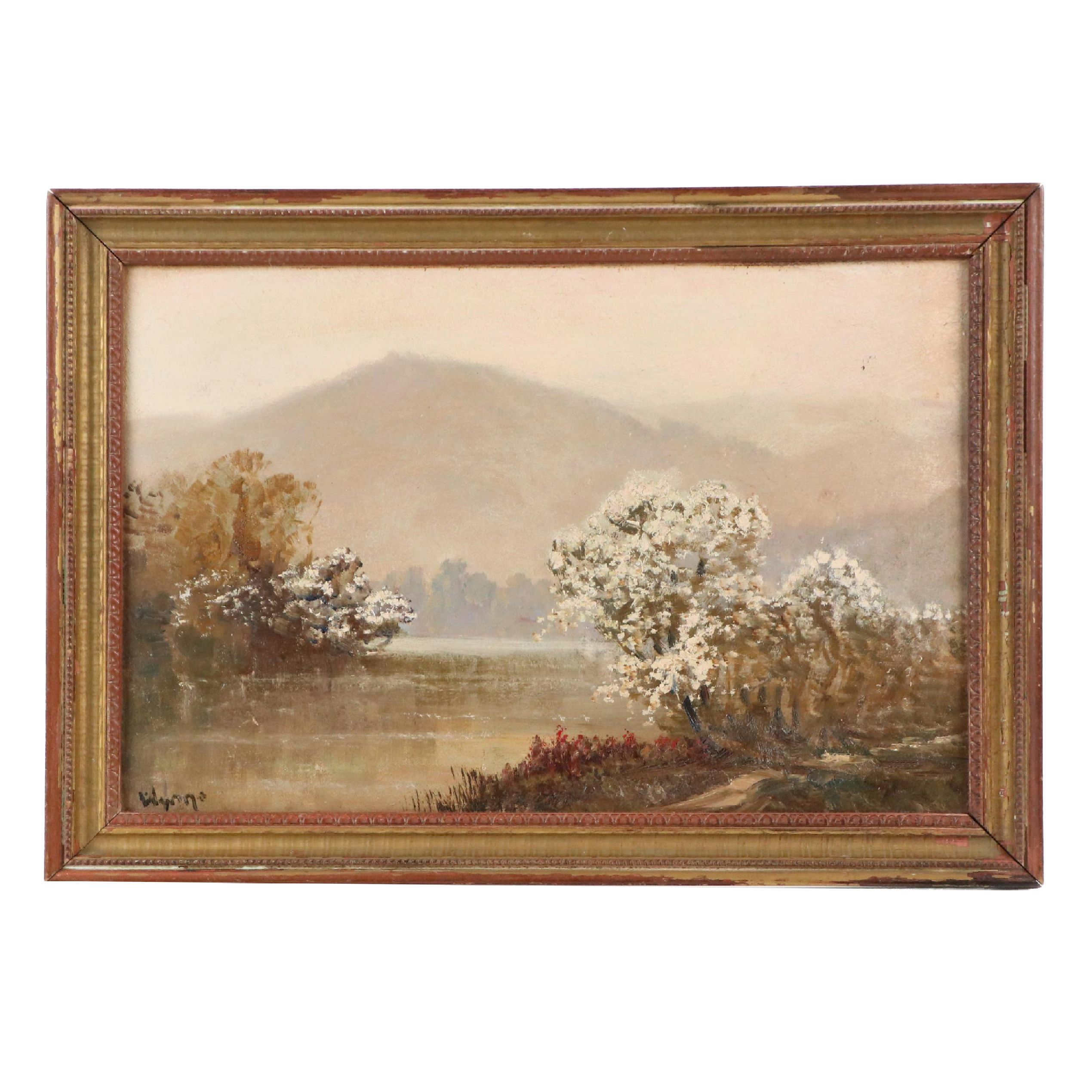 James Wynne Landscape Oil Painting "Mountains and Dogwood..."