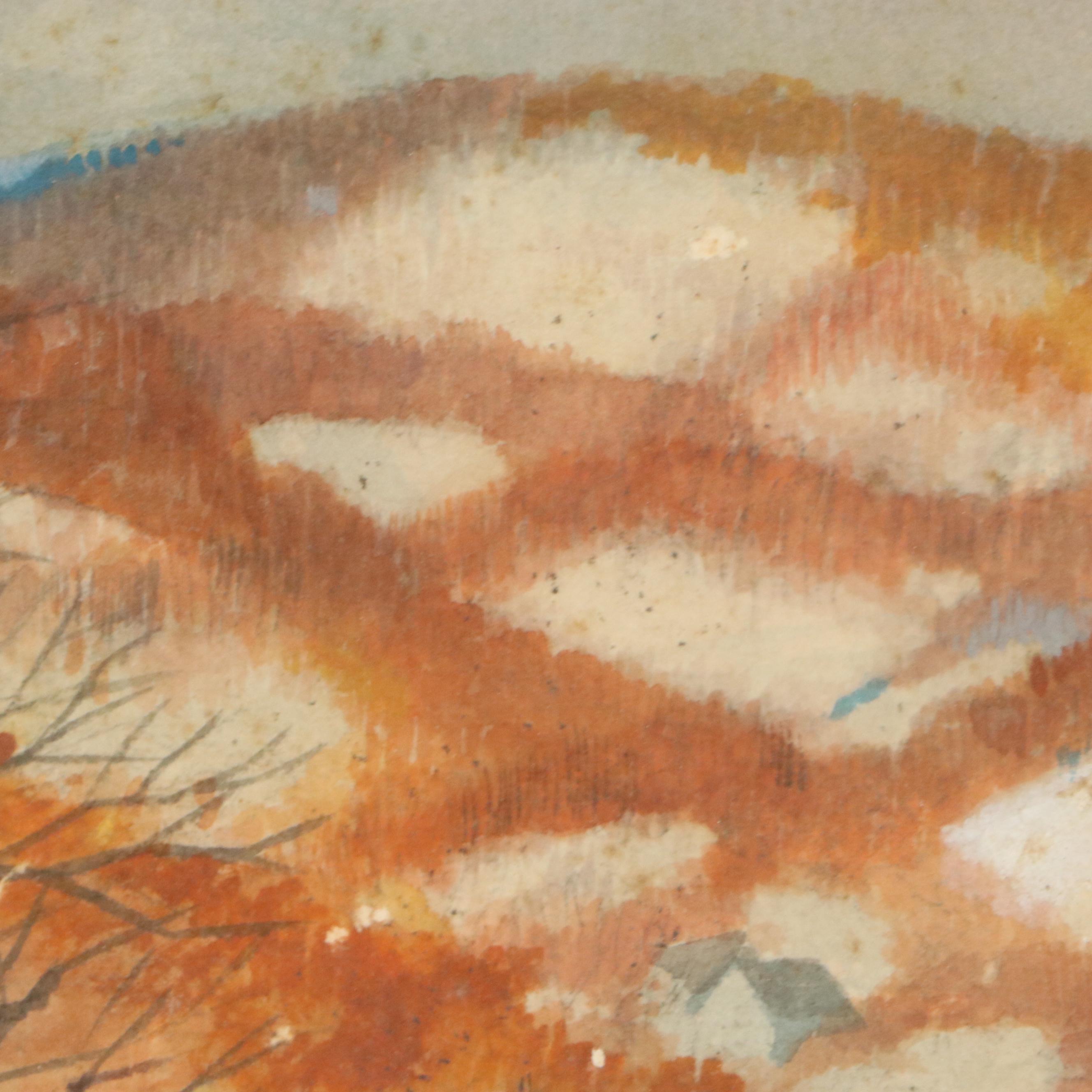 Elmer Cecil Stoner Watercolor Painting of House Below Hill, Early 20th Century