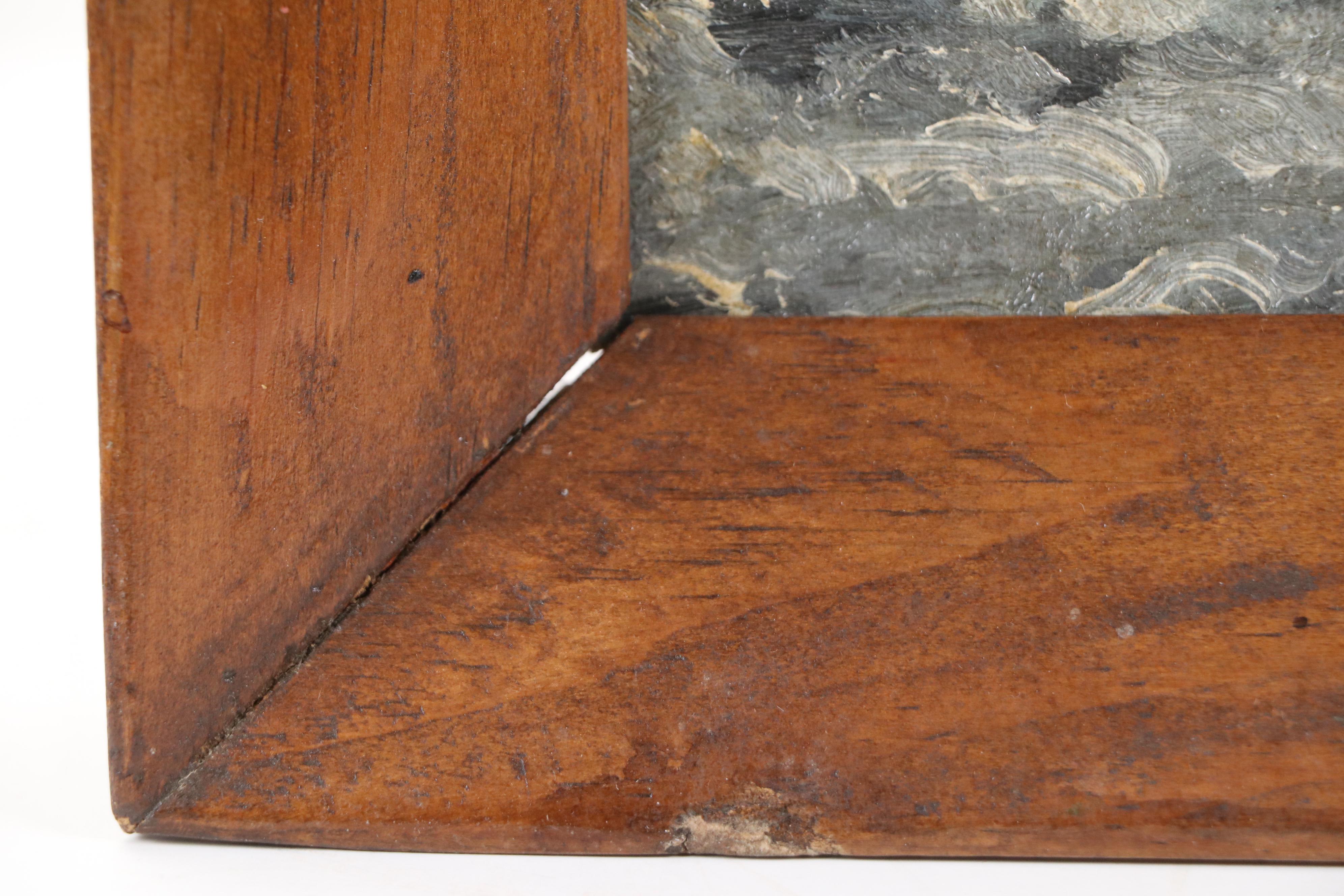 Self-Taught Artist Oil Painting of Clipper Ship, Late 19th or Early 20th Century