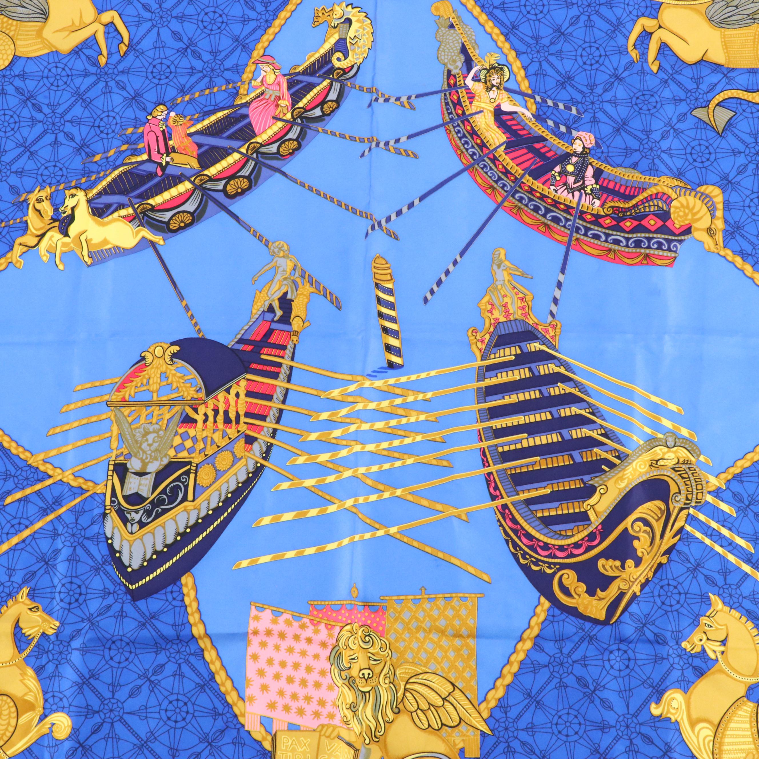 Hermès "Les Bissone de Venise" Silk Twill Scarf 90