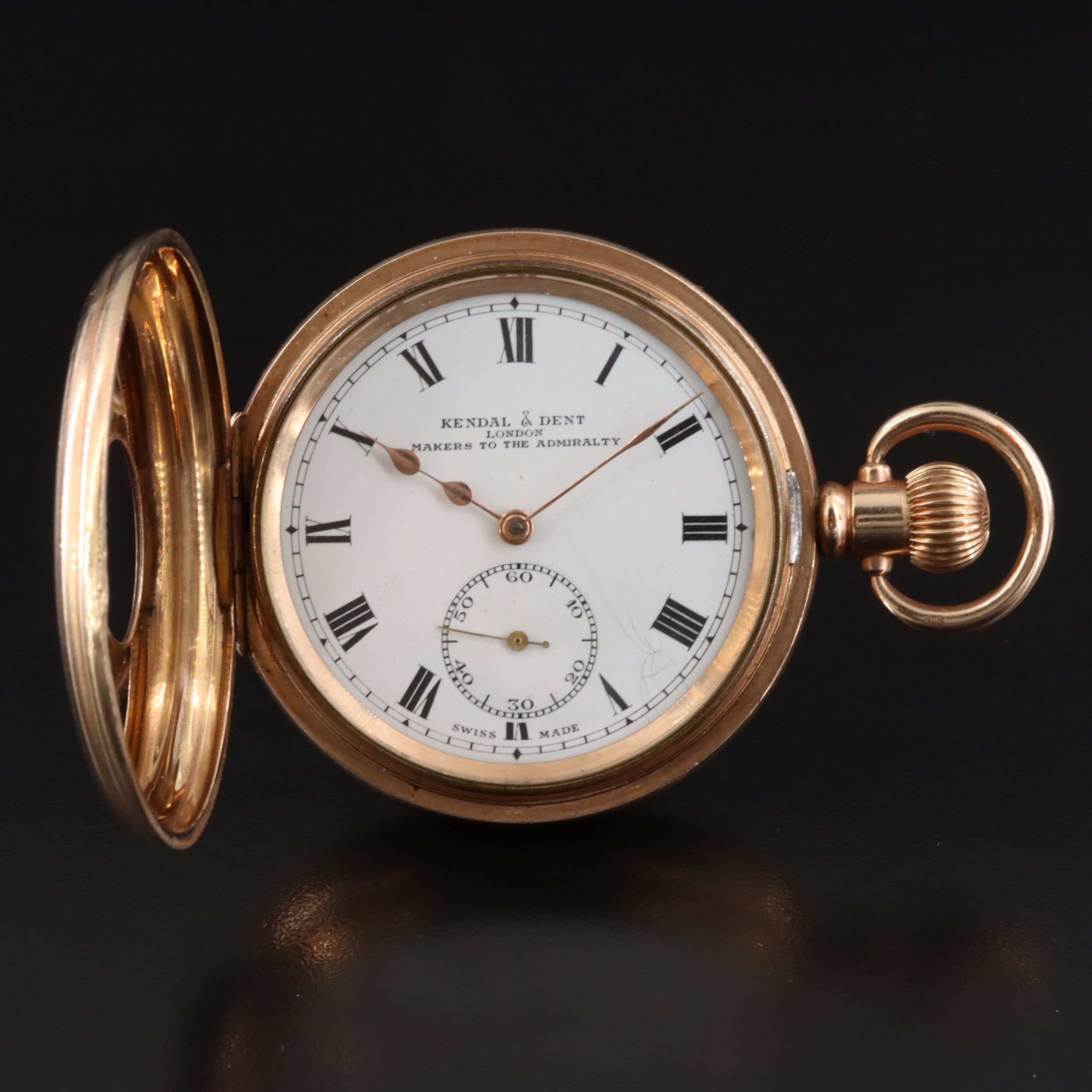 Kendal & Dent London Gold-Filled Demi Hunter Pocket Watch
