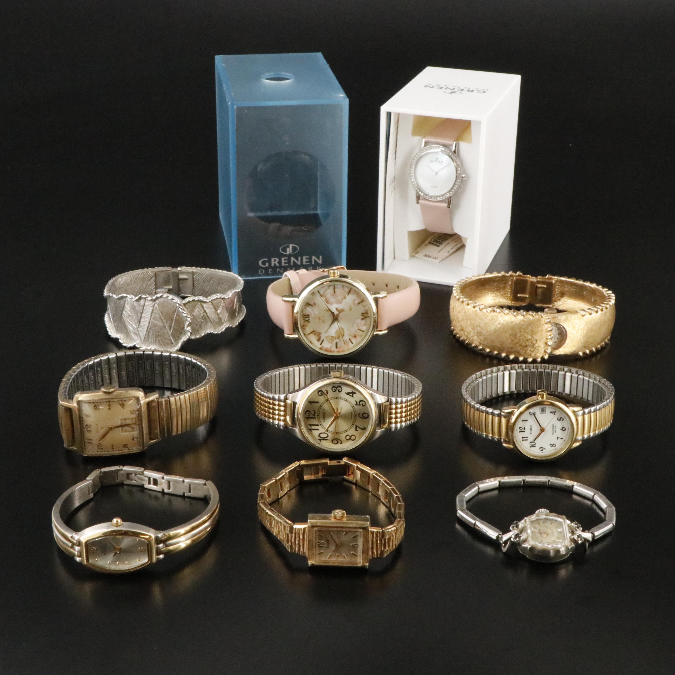 Collection of Quartz and Stem Wind Watches Featuring Anne Klein II and Elgin