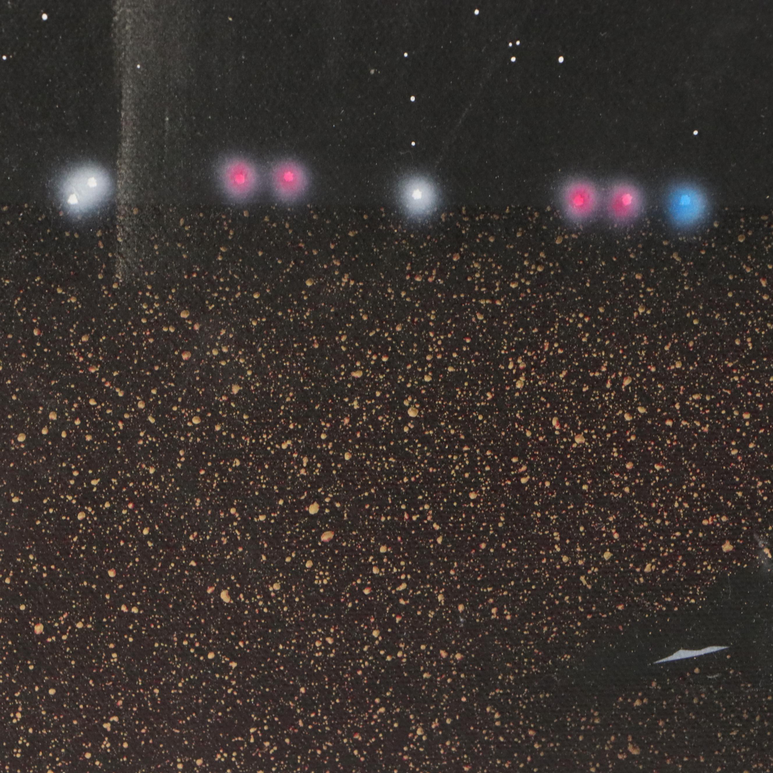 Embellished Giclée of Jazz Art Glamorous Couple with Skyline, Late 20th Century