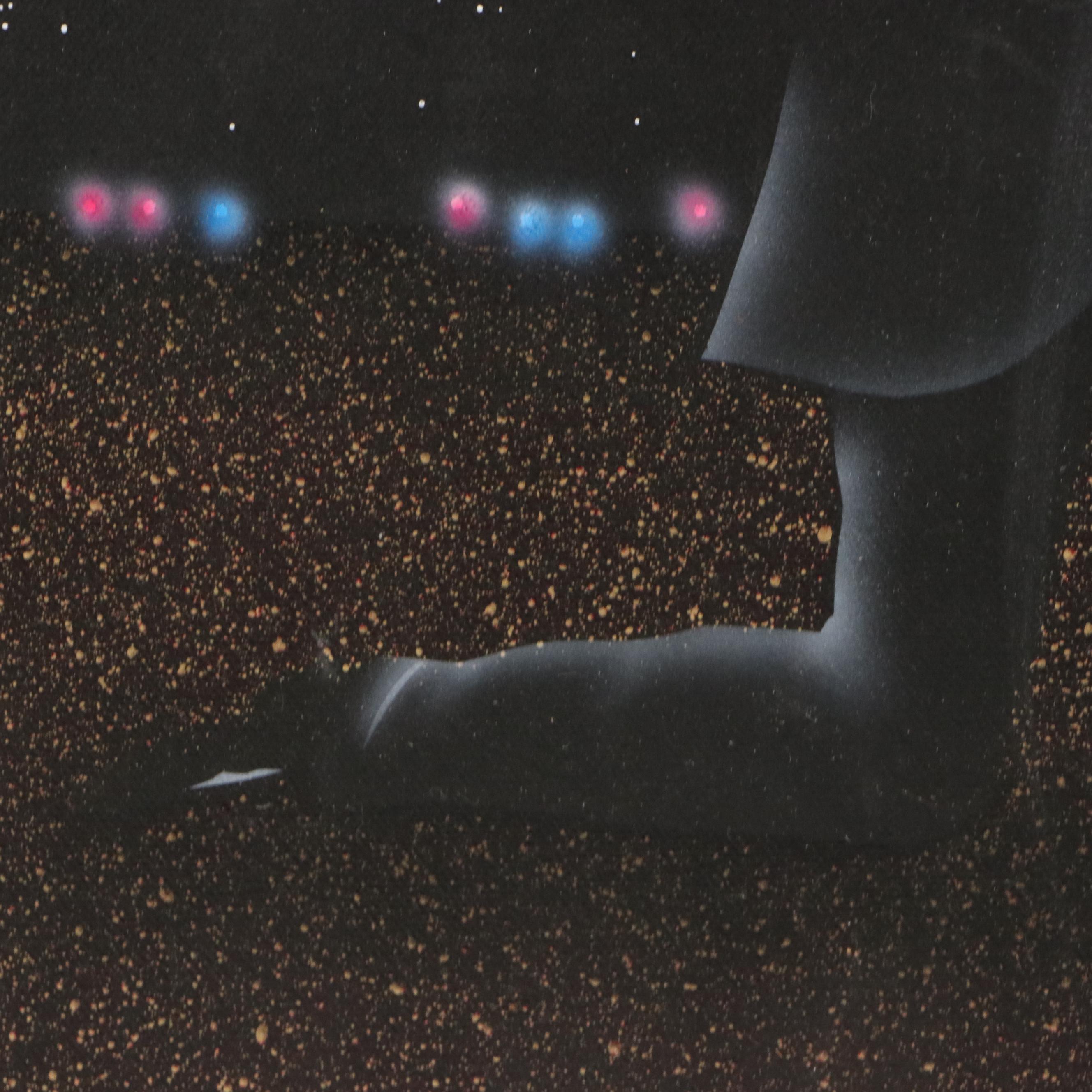 Embellished Giclée of Jazz Art Glamorous Couple with Skyline, Late 20th Century