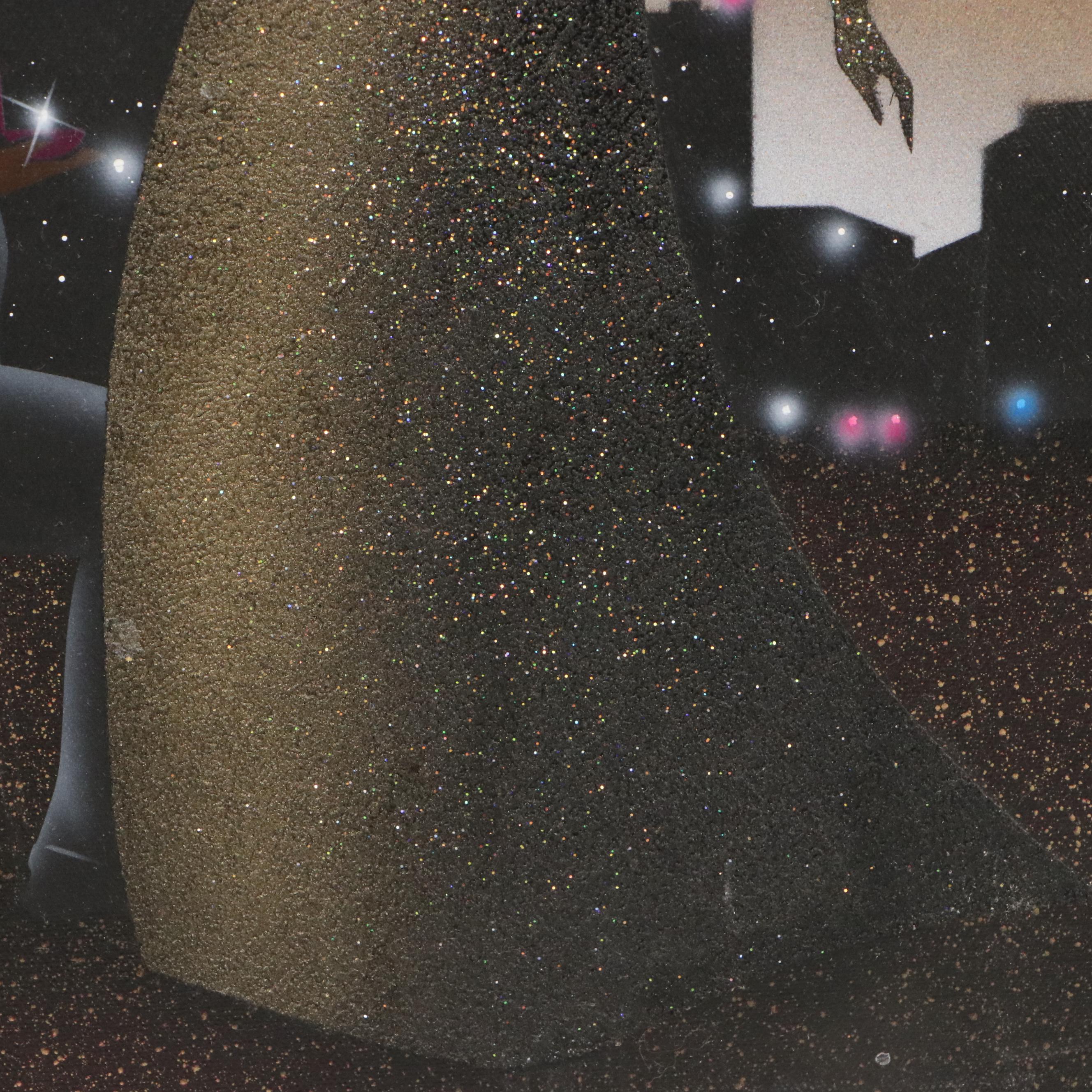 Embellished Giclée of Jazz Art Glamorous Couple with Skyline, Late 20th Century