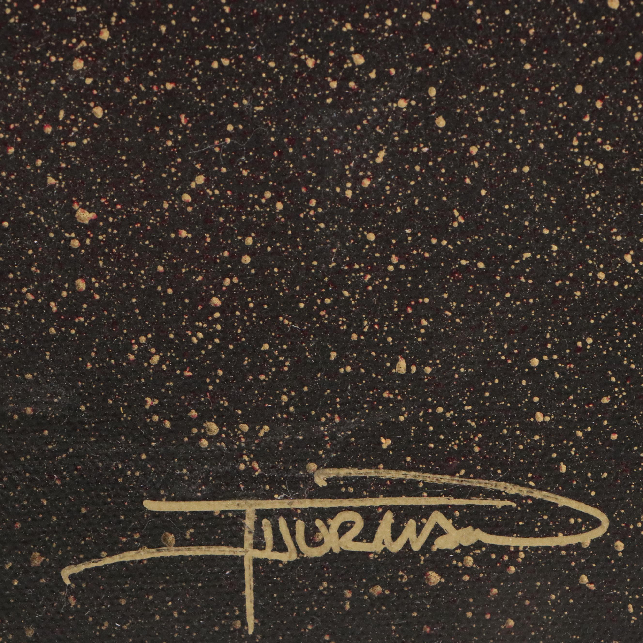 Embellished Giclée of Jazz Art Glamorous Couple with Skyline, Late 20th Century