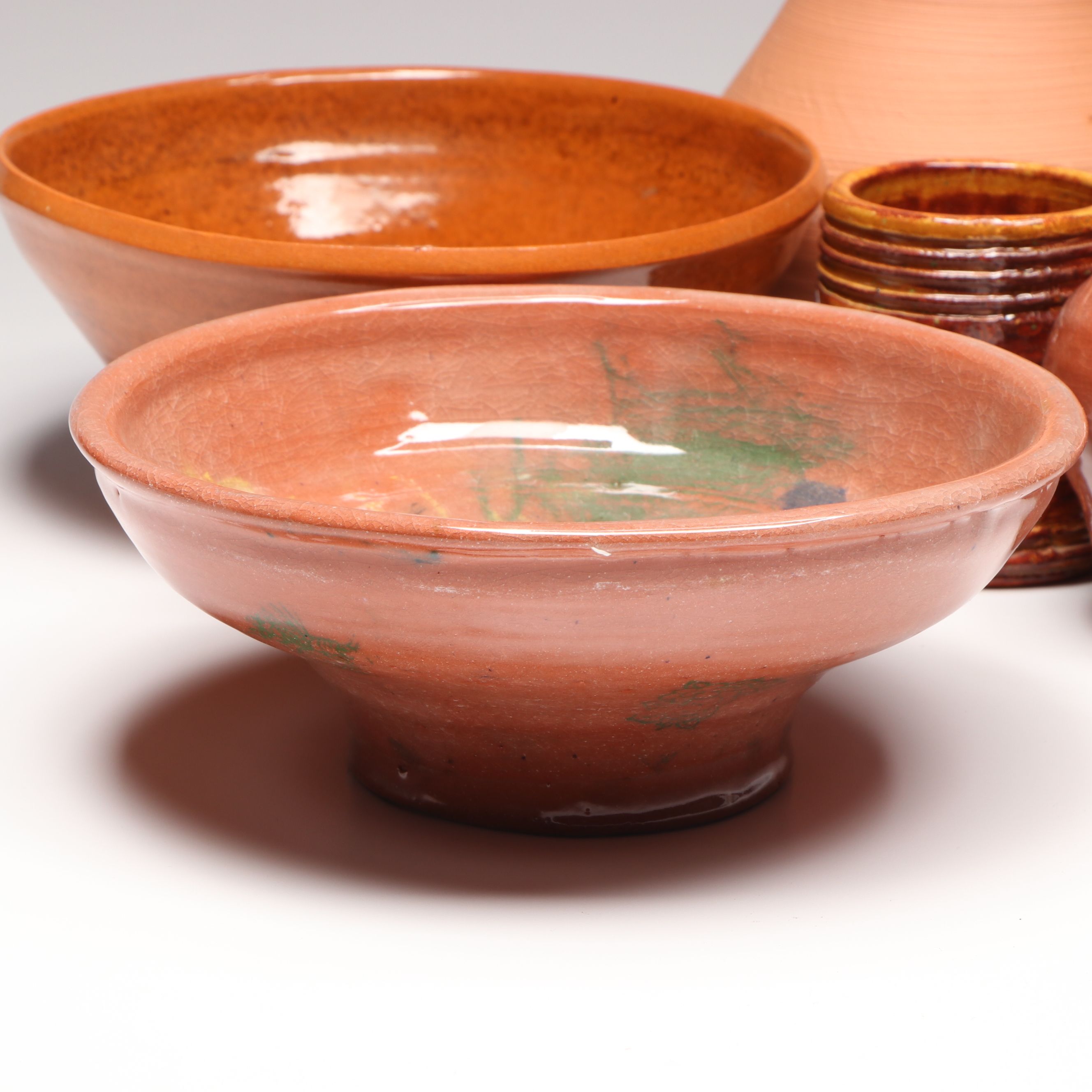 Lutz Art Pottery Terracotta Bowls and Vases