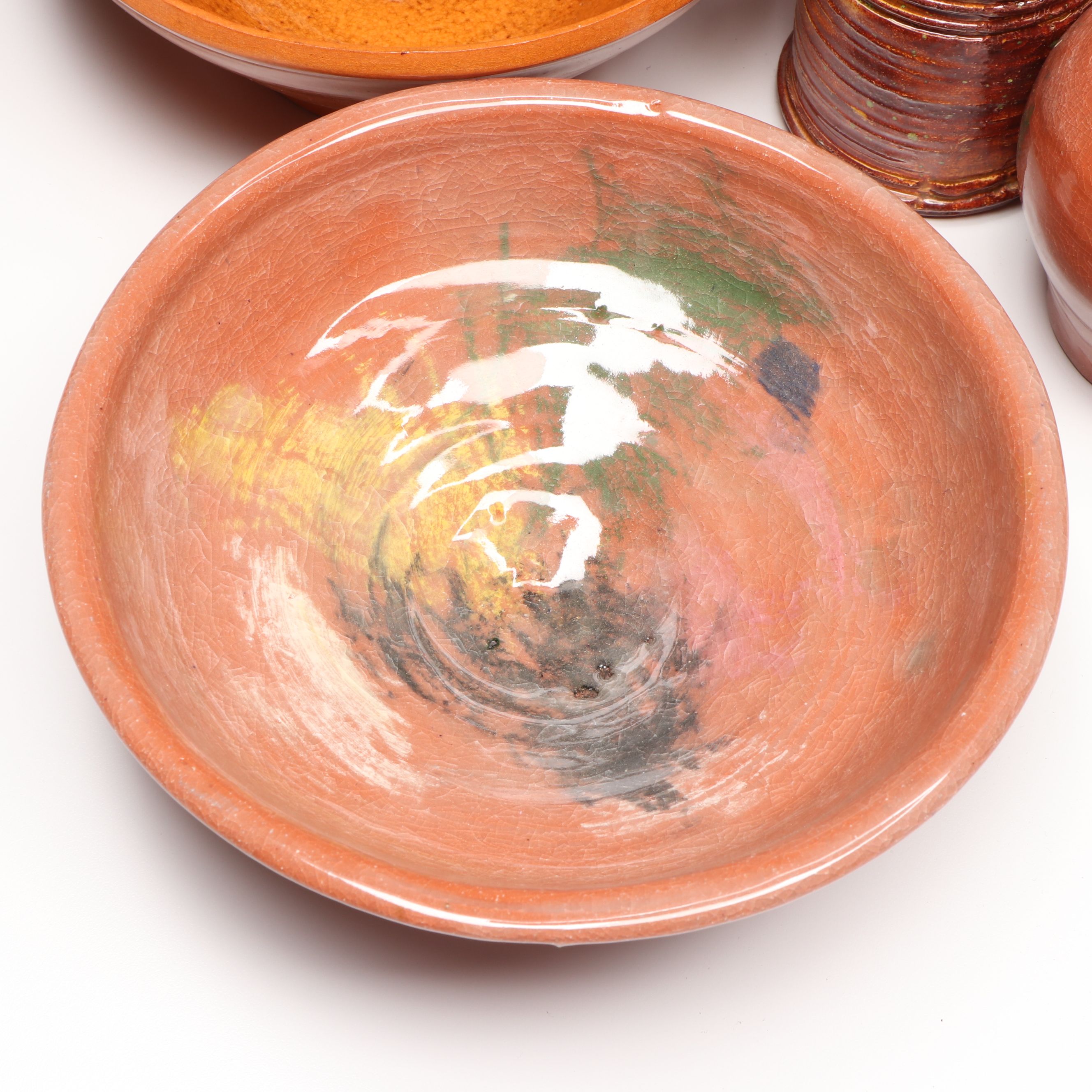 Lutz Art Pottery Terracotta Bowls and Vases