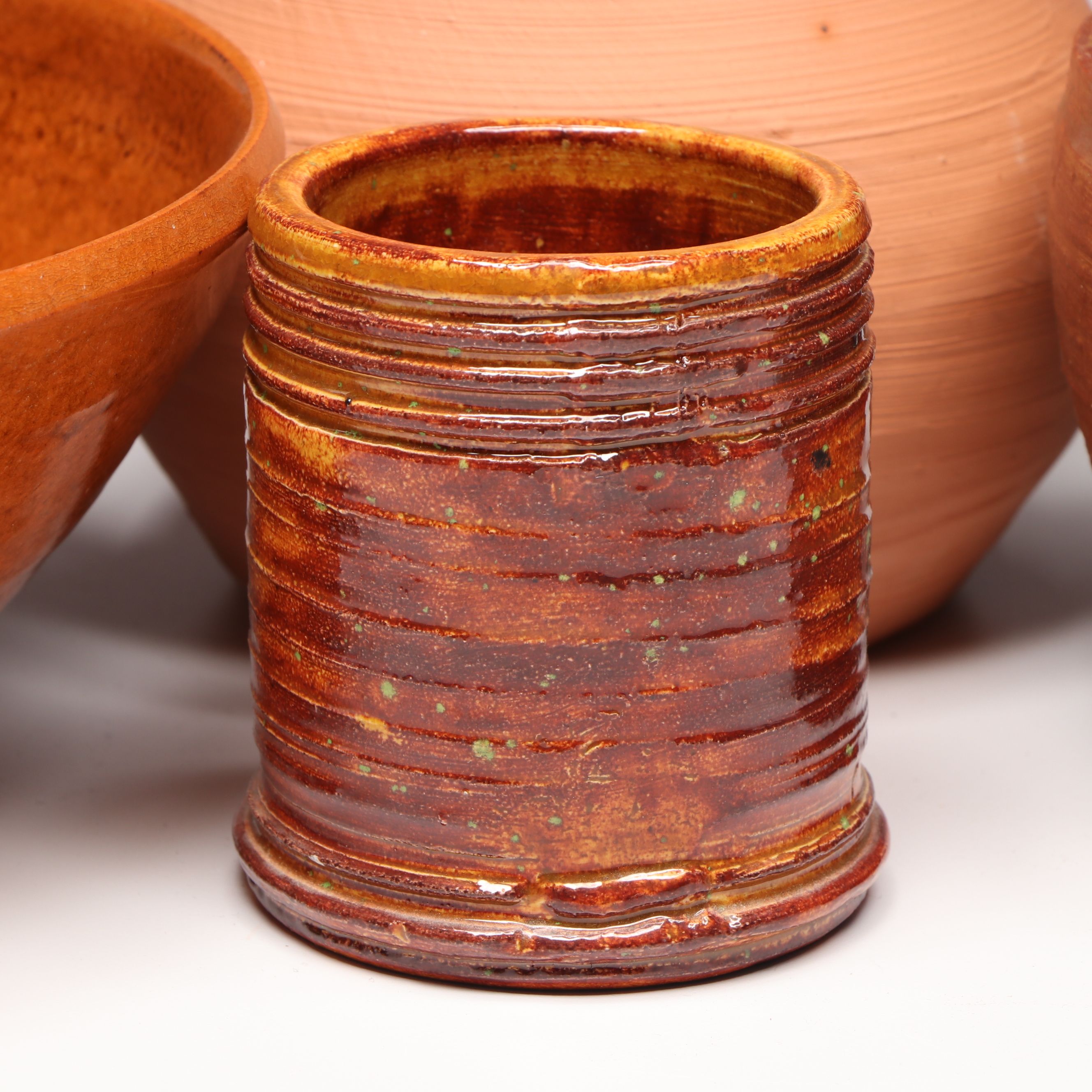 Lutz Art Pottery Terracotta Bowls and Vases