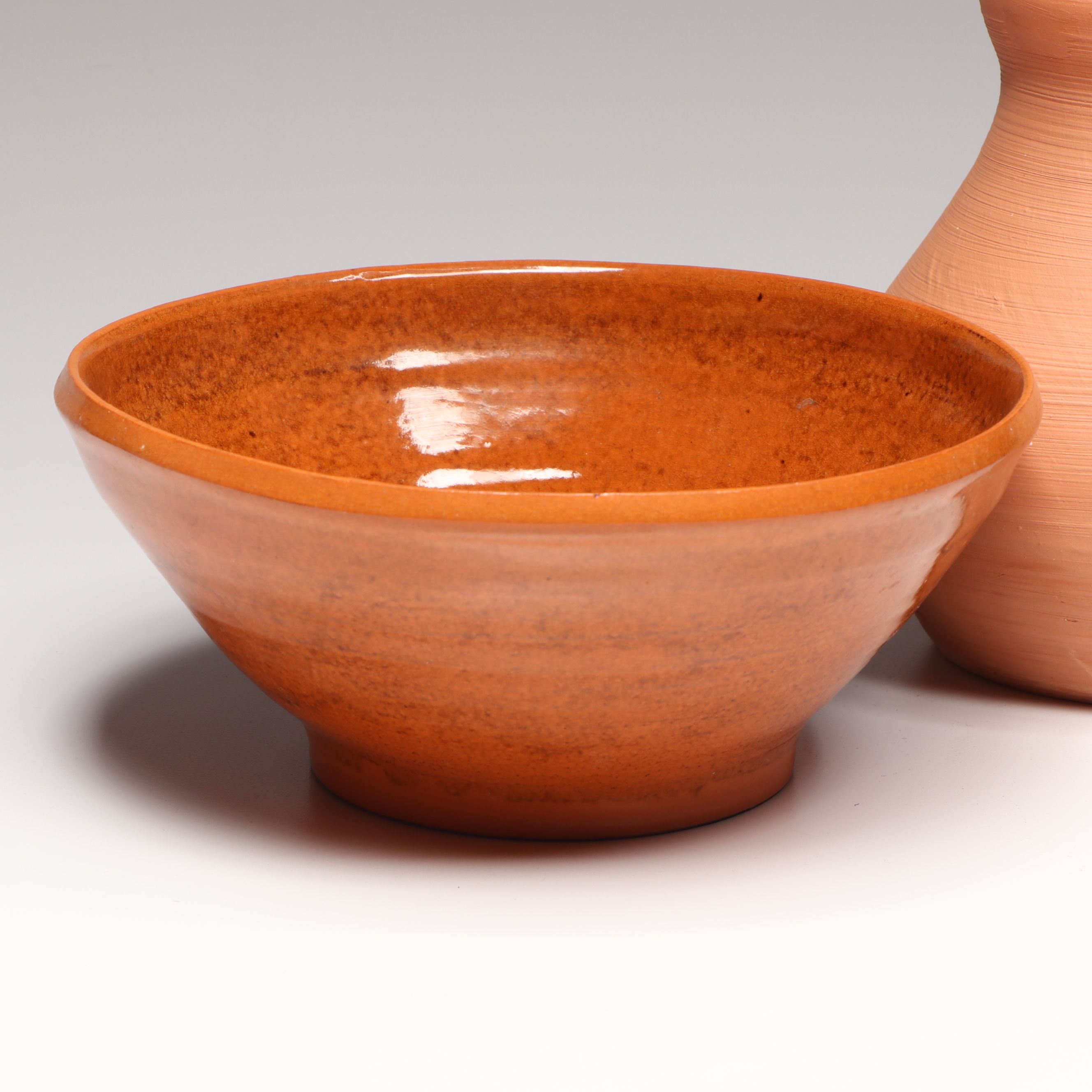 Lutz Art Pottery Terracotta Bowls and Vases