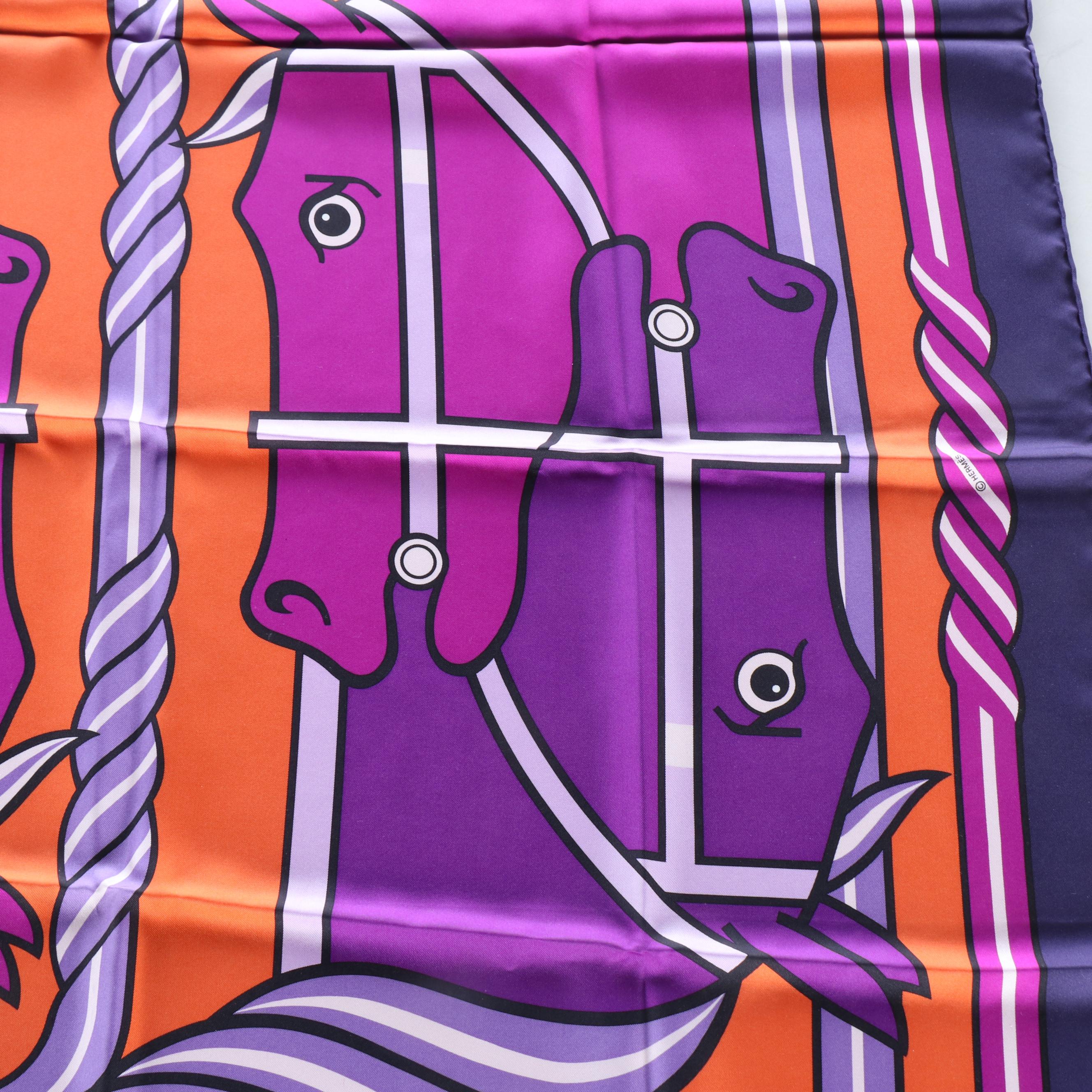 Hermès "Quadrige" Silk Twill Scarf 90 in Box
