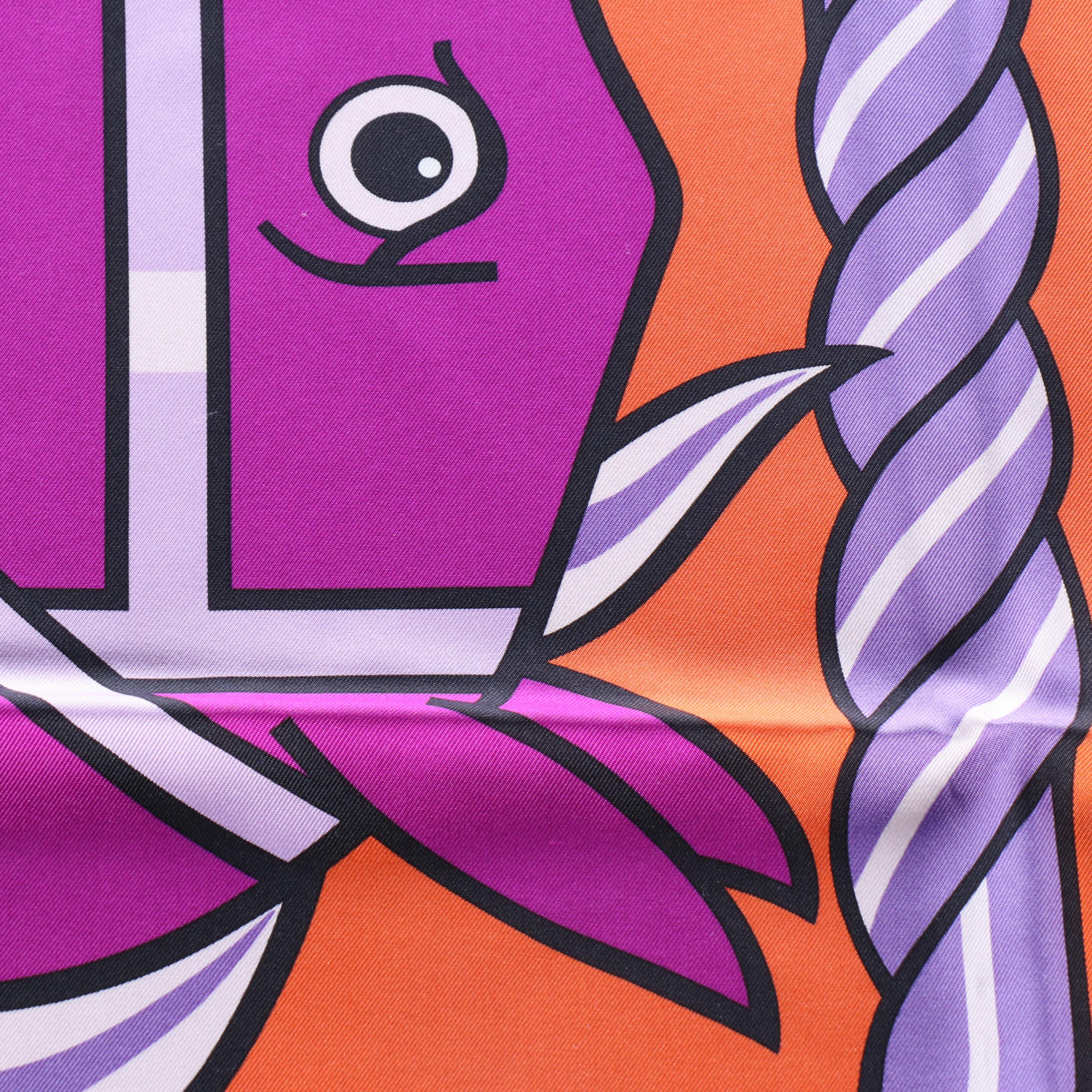 Hermès "Quadrige" Silk Twill Scarf 90 in Box