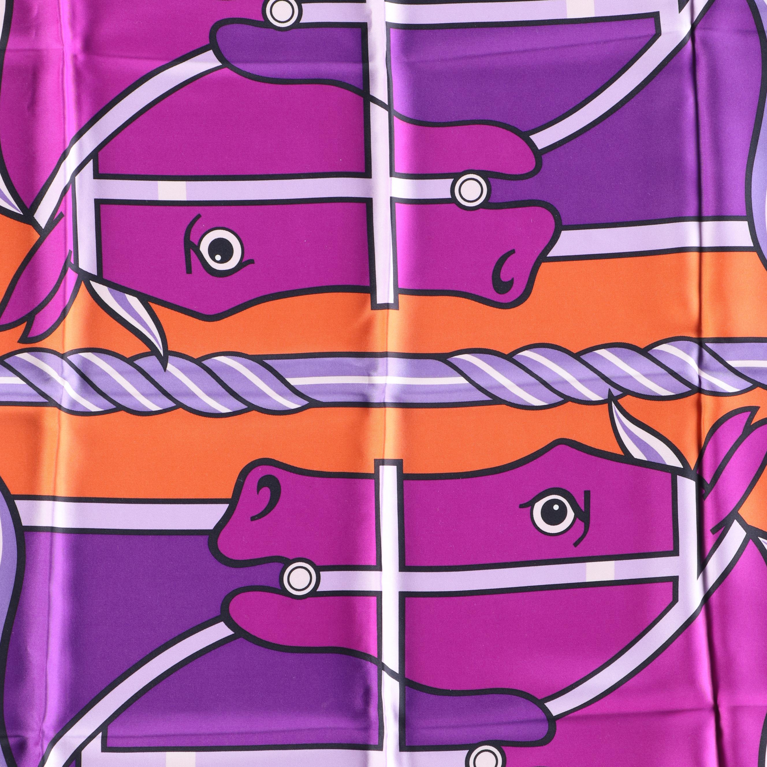 Hermès "Quadrige" Silk Twill Scarf 90 in Box