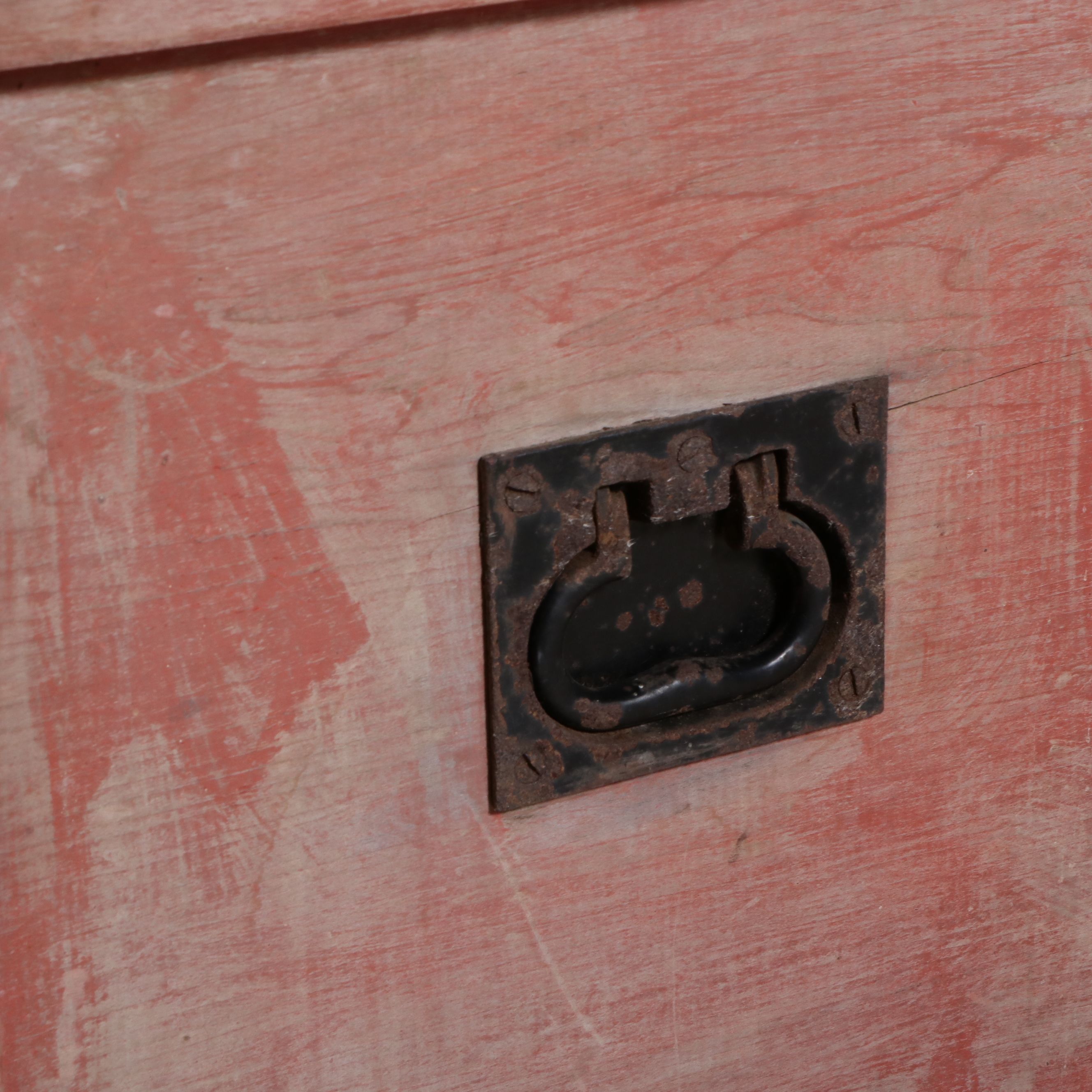 Chinese Red Painted Wooden Trunk