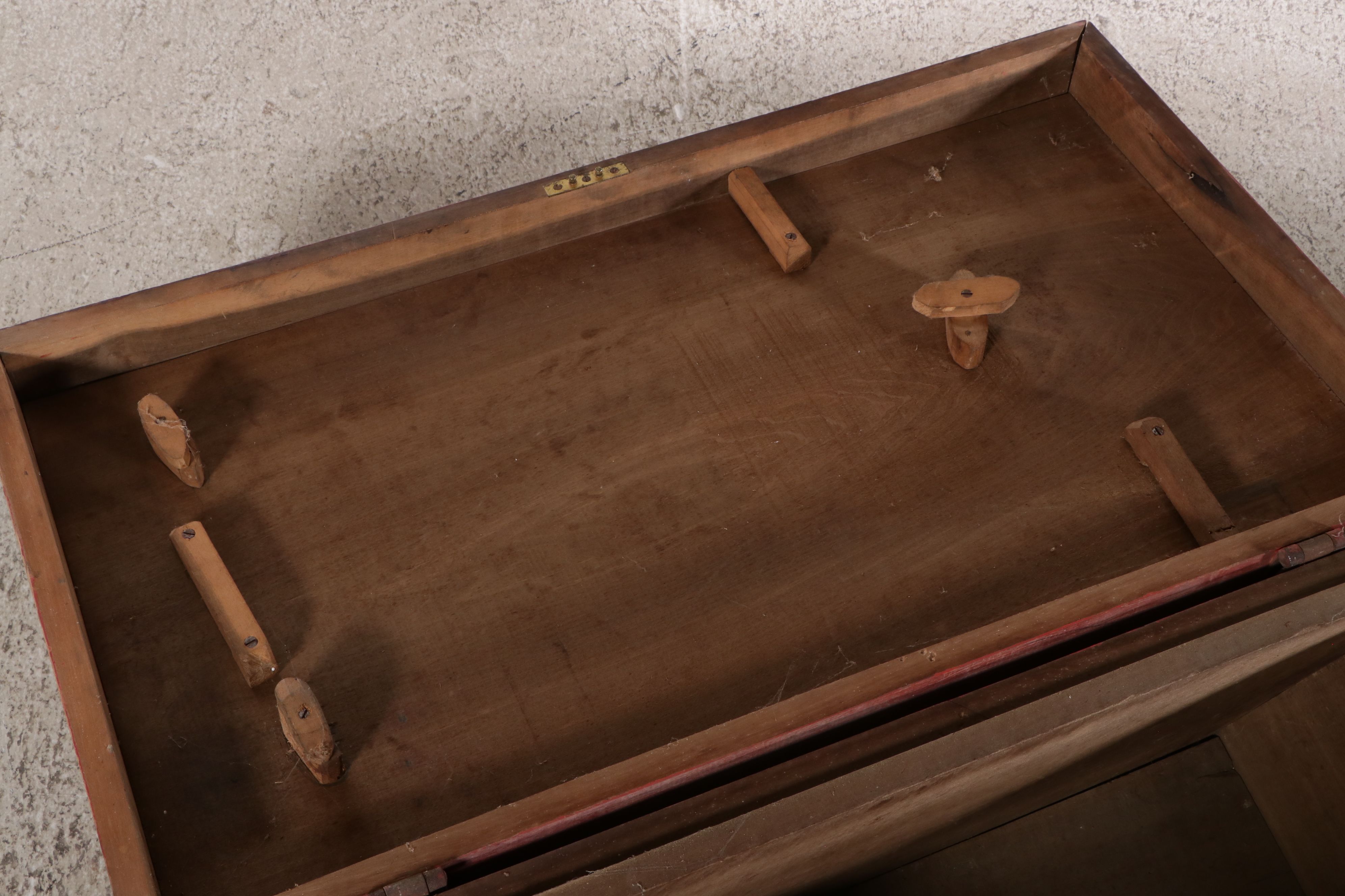 Chinese Red Painted Wooden Trunk