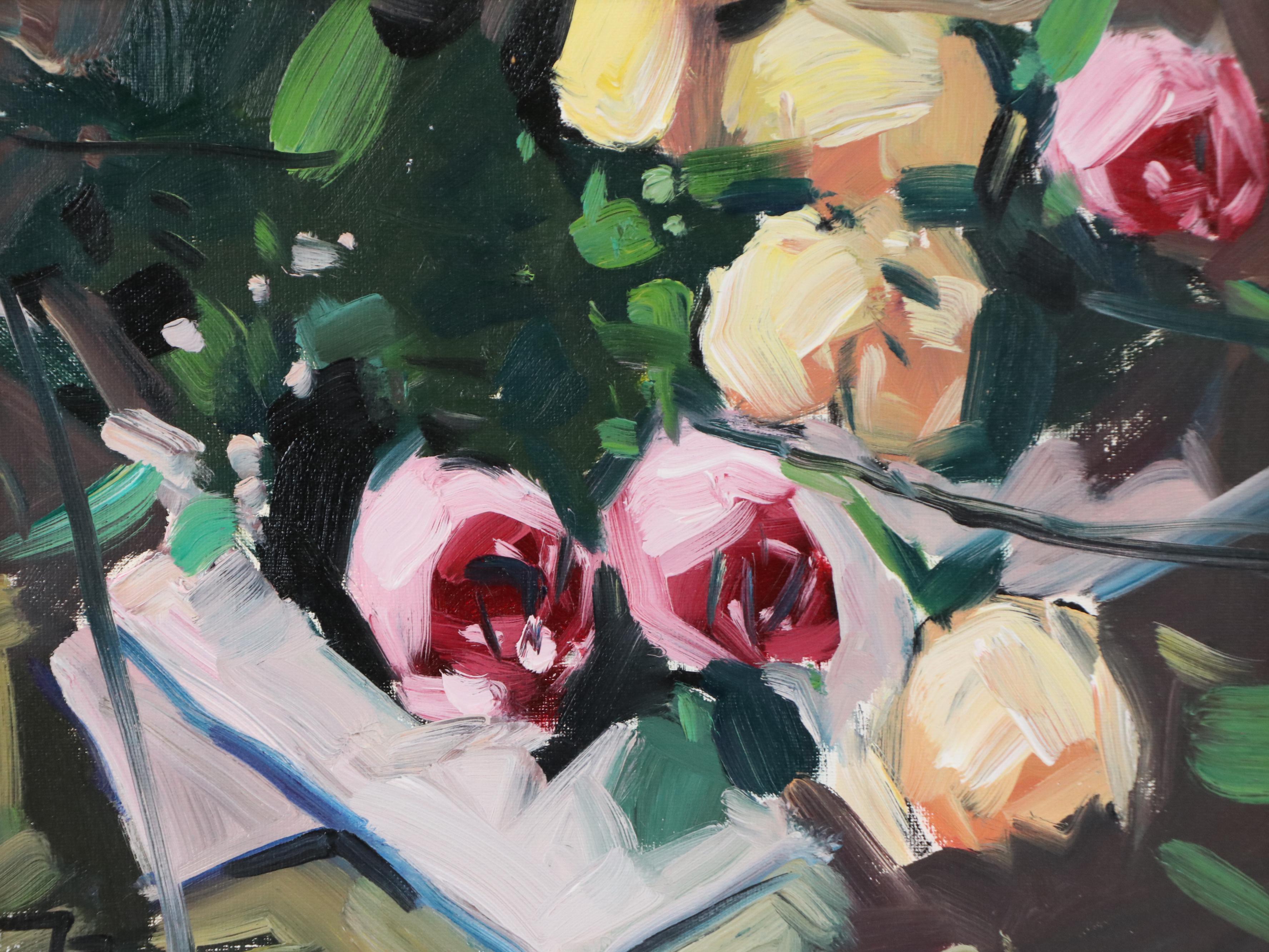 Jose Trujillo Oil Painting "Roses," 2019