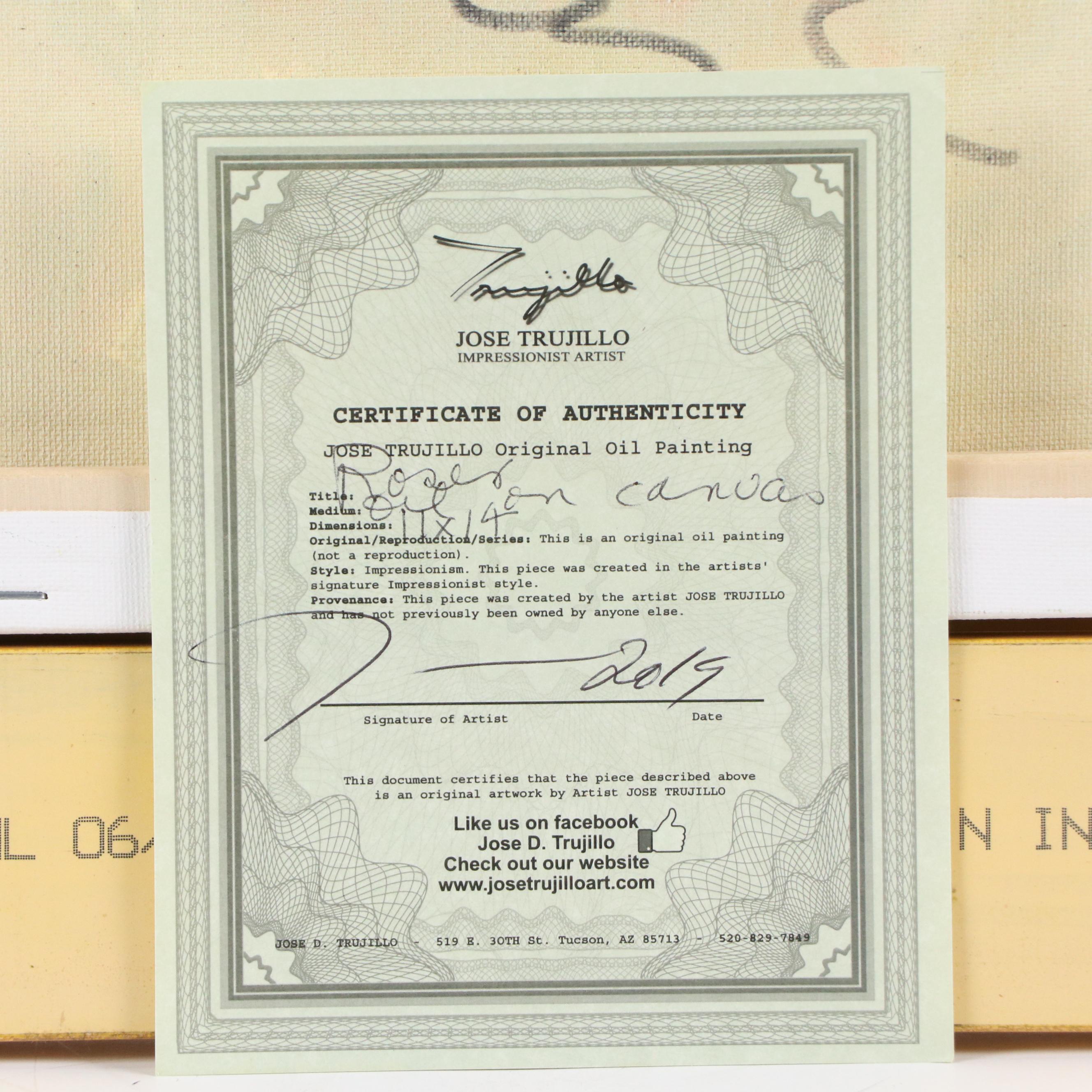 Jose Trujillo Oil Painting "Roses," 2019