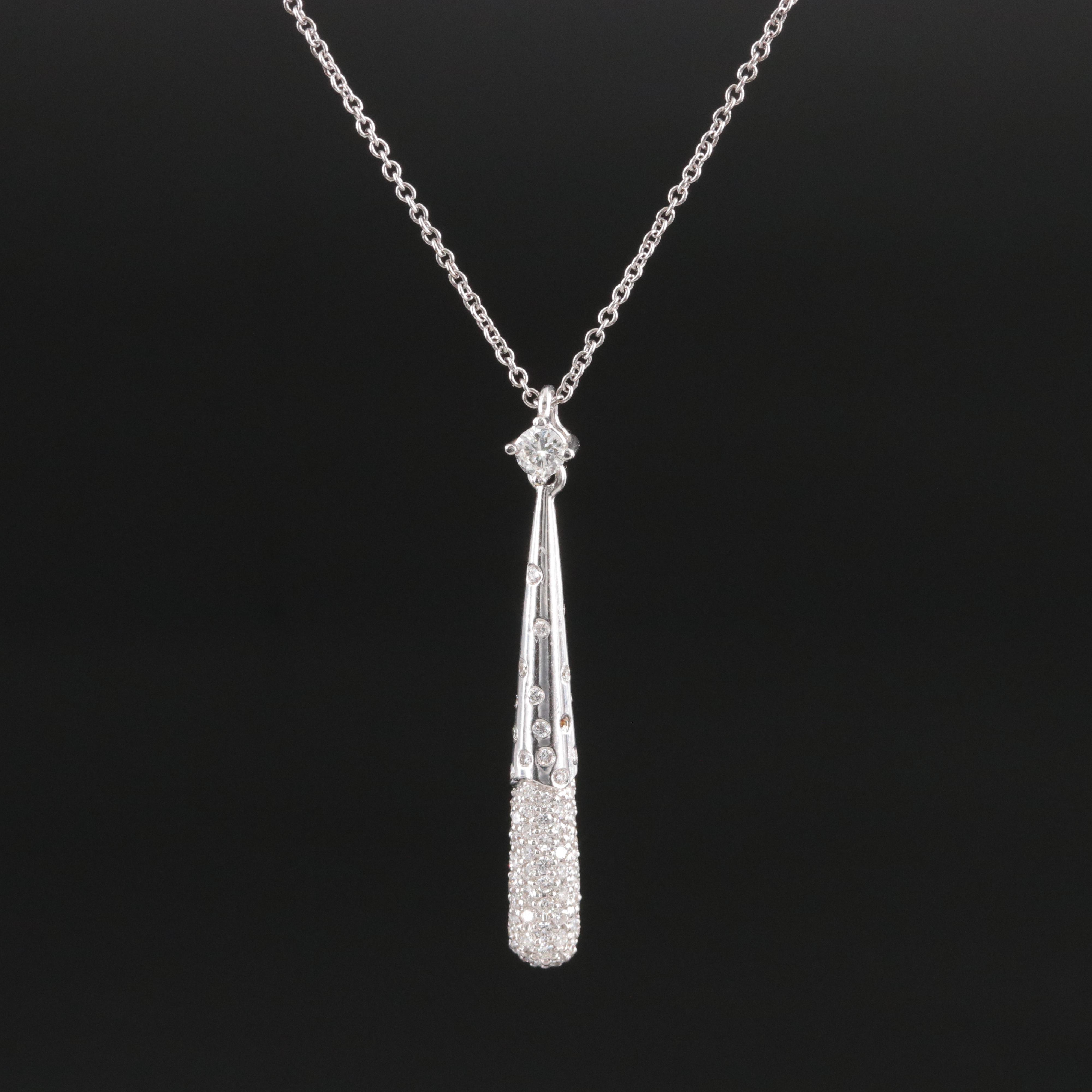 Kurt Wayne 18K 1.24 CTW Diamond Pavé Drop Pendant Necklace