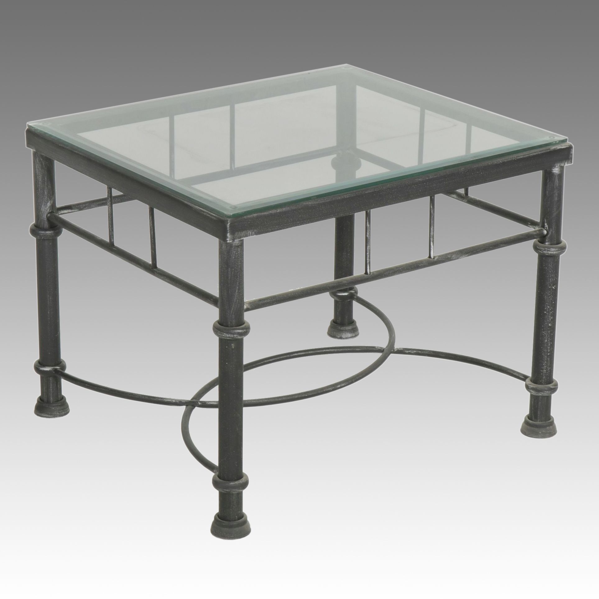 Glass Top Metal Side Table, 21st Century