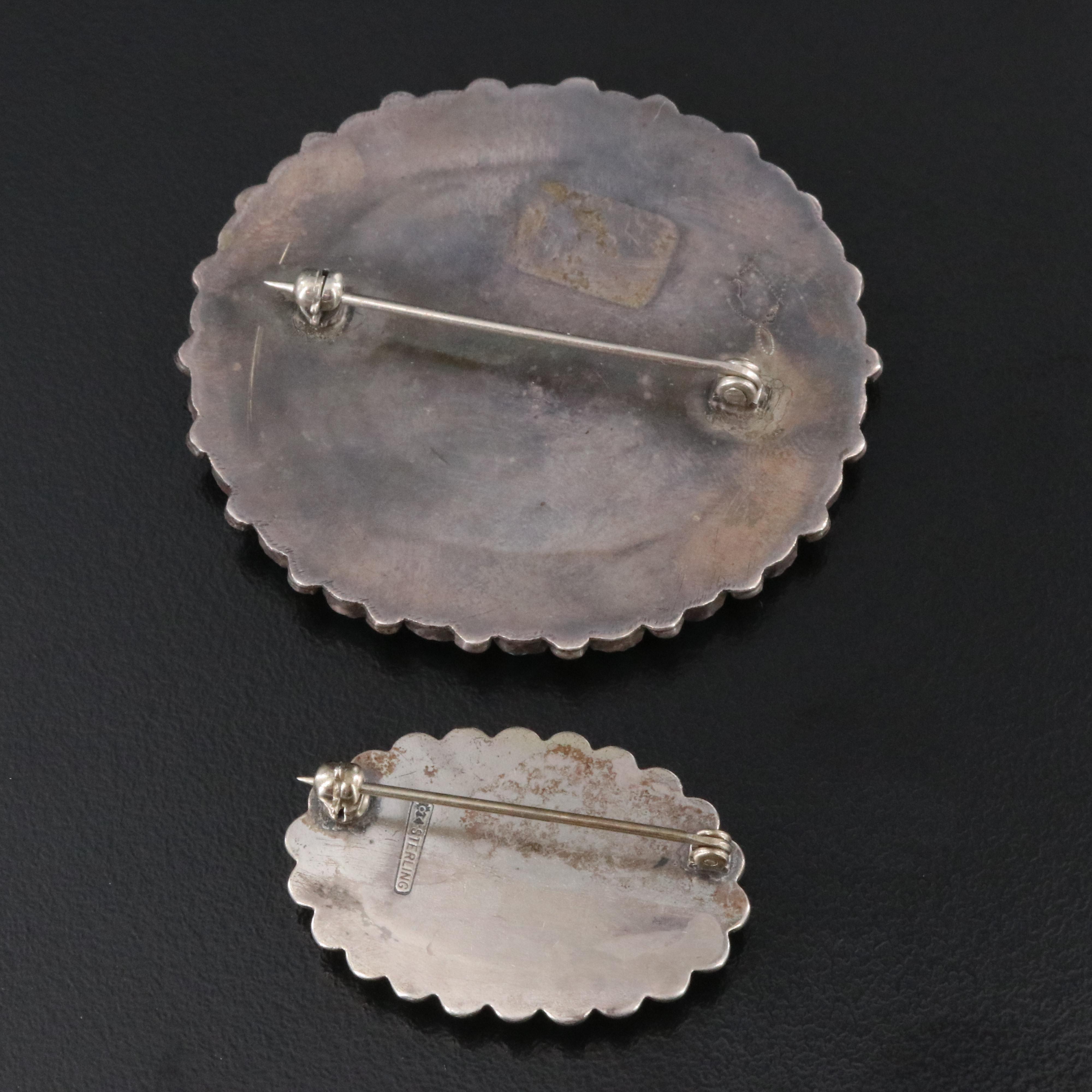 Southwestern Sterling Turquoise Brooches