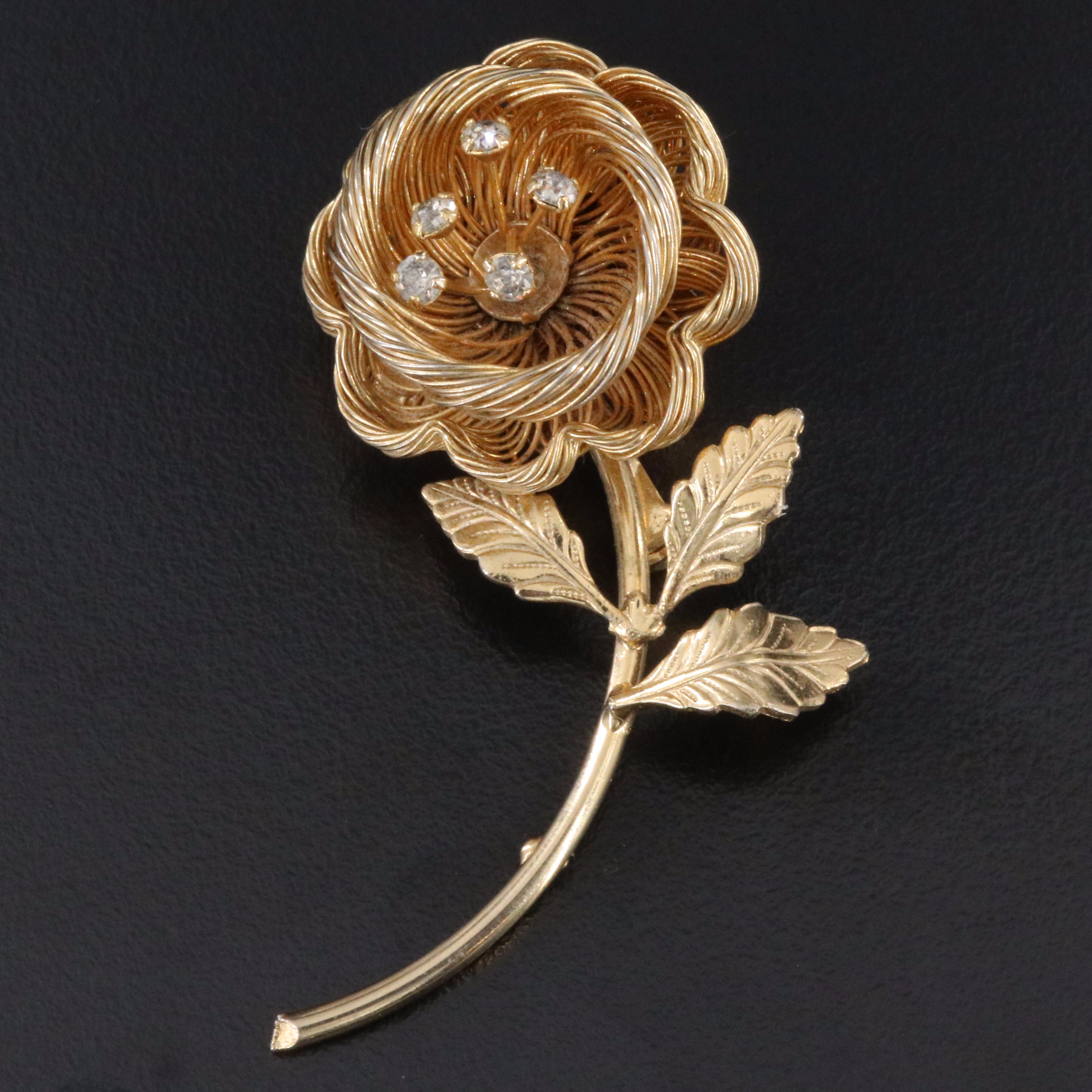 Rhinestone Flower Brooch