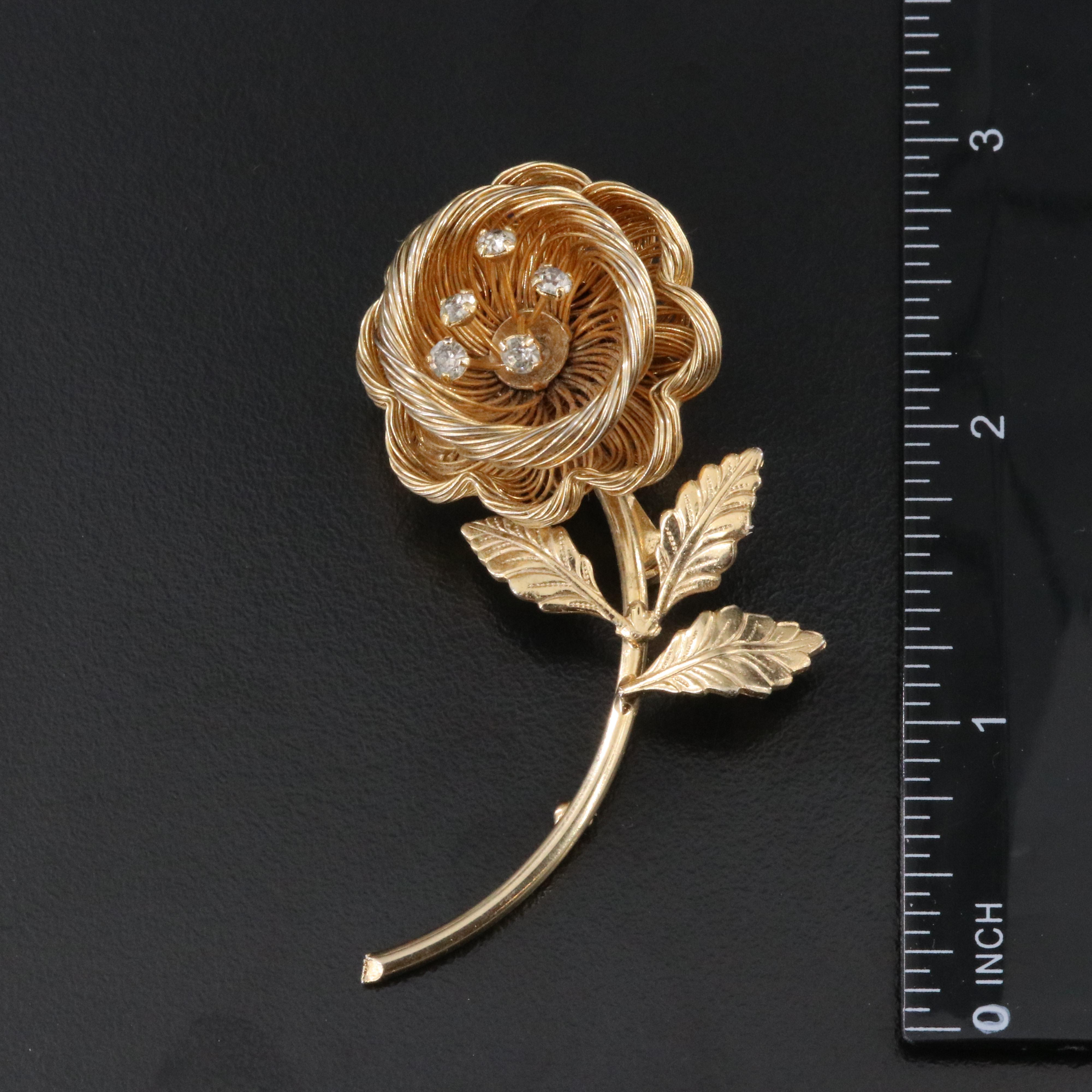 Rhinestone Flower Brooch