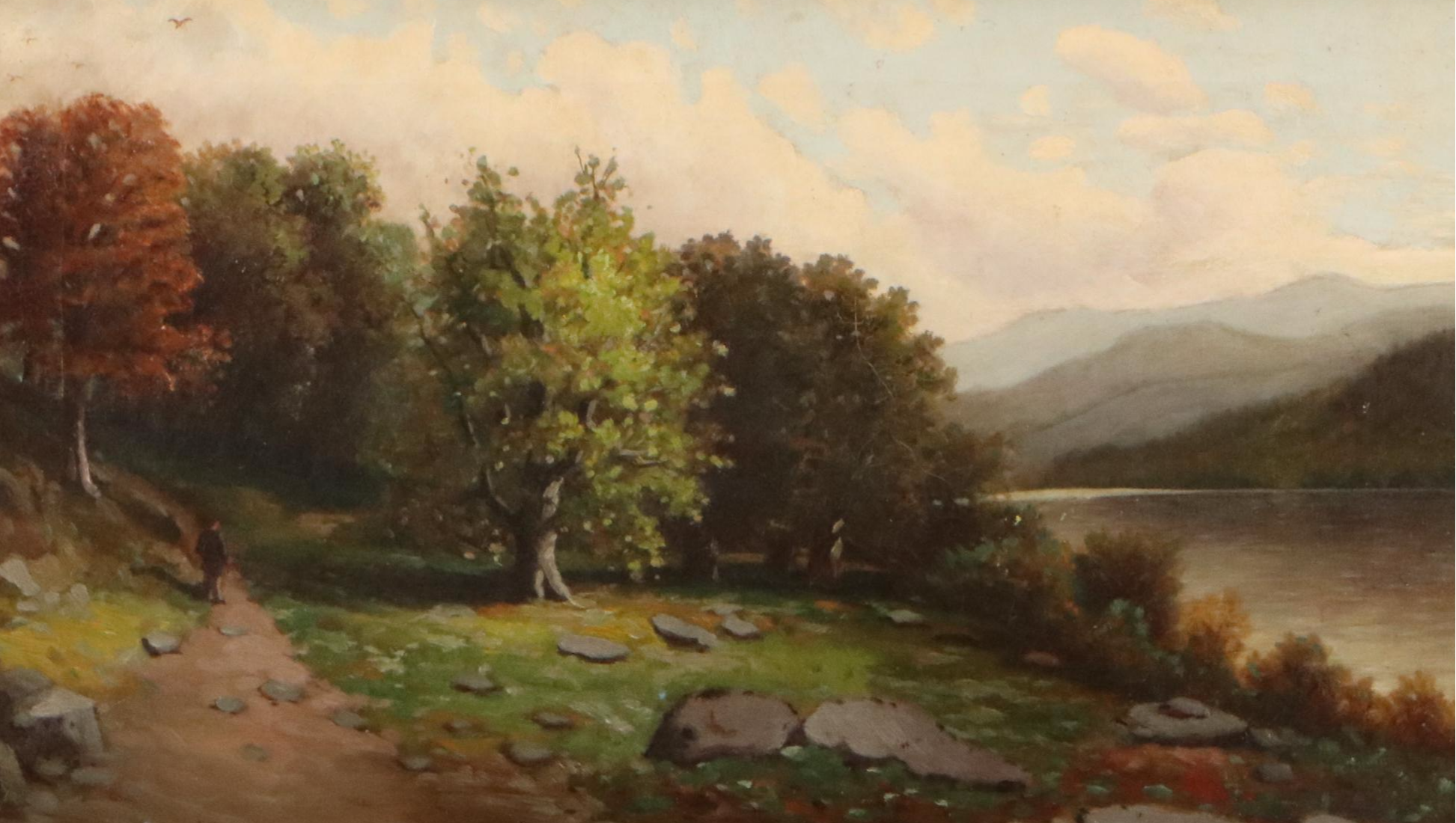 Oil Painting of Bucolic Autumn Landscape, Early to Mid-20th Century