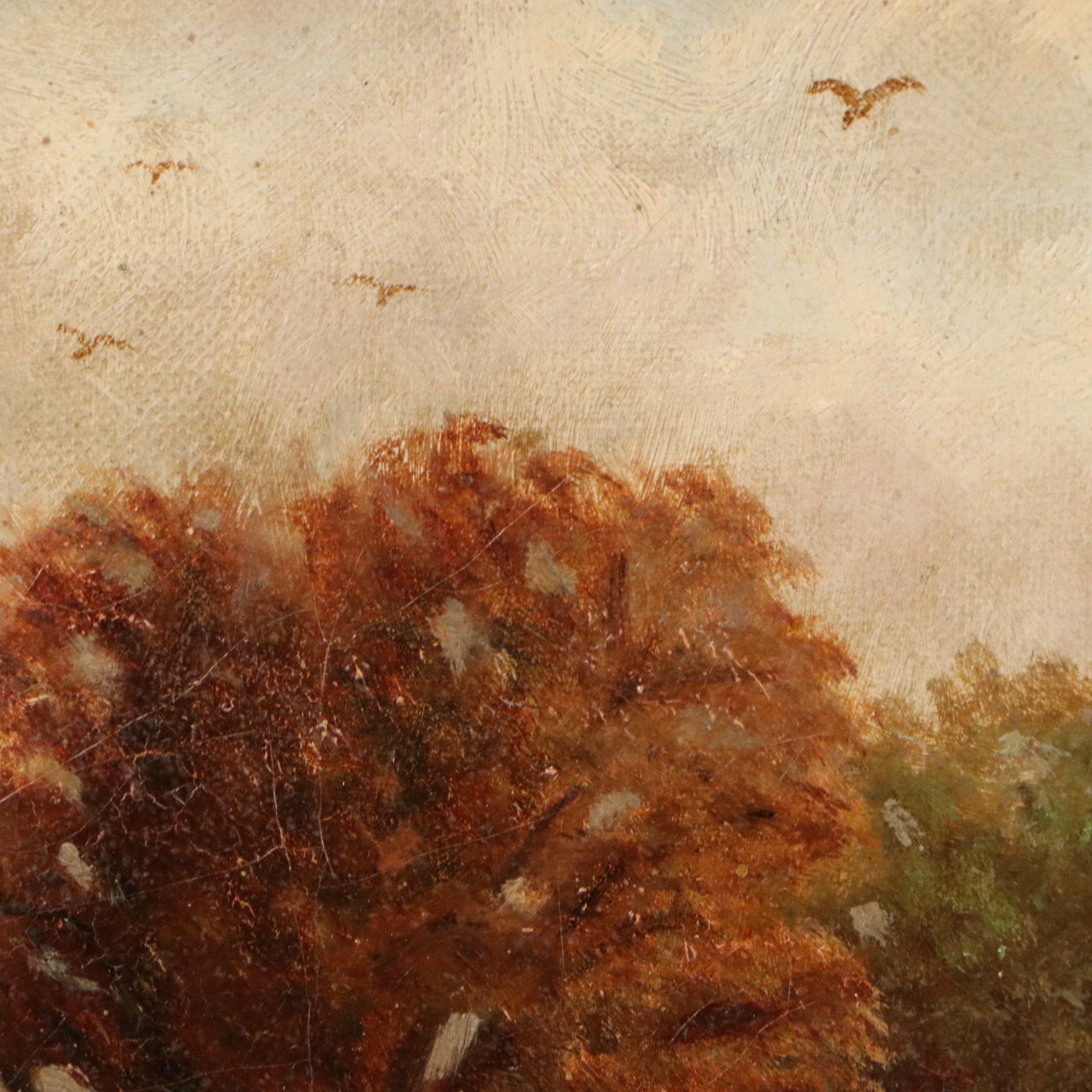 Oil Painting of Bucolic Autumn Landscape, Early to Mid-20th Century