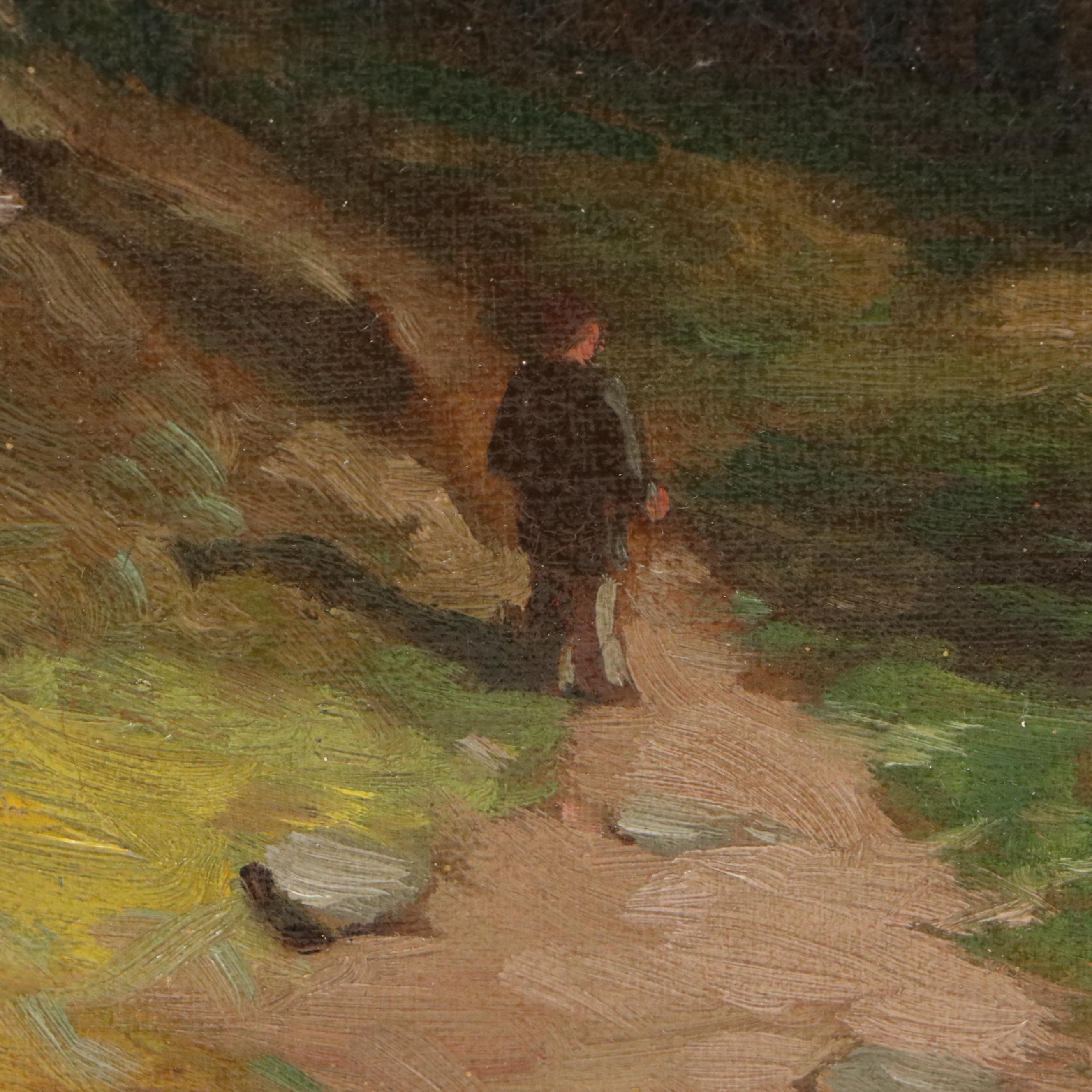 Oil Painting of Bucolic Autumn Landscape, Early to Mid-20th Century