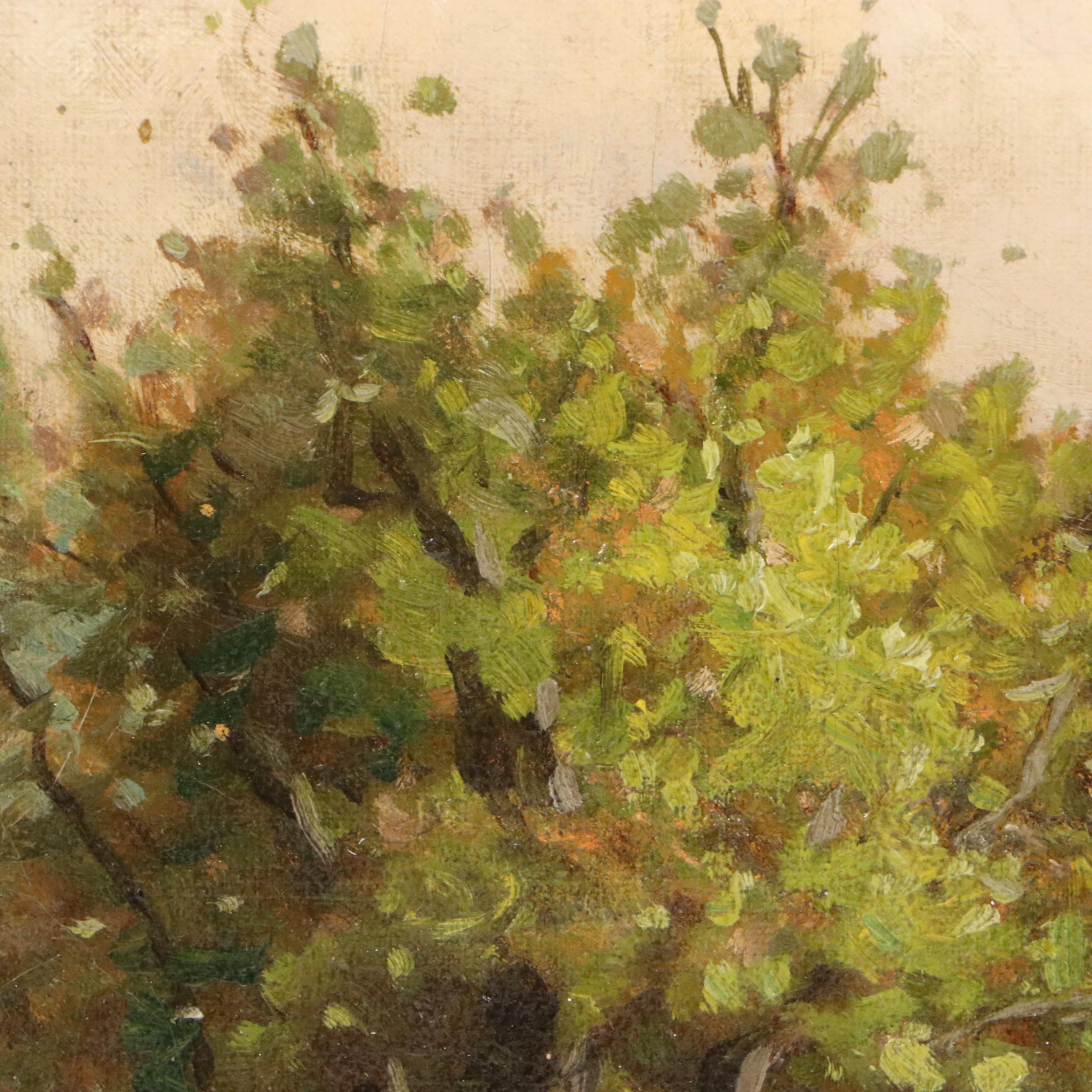 Oil Painting of Bucolic Autumn Landscape, Early to Mid-20th Century