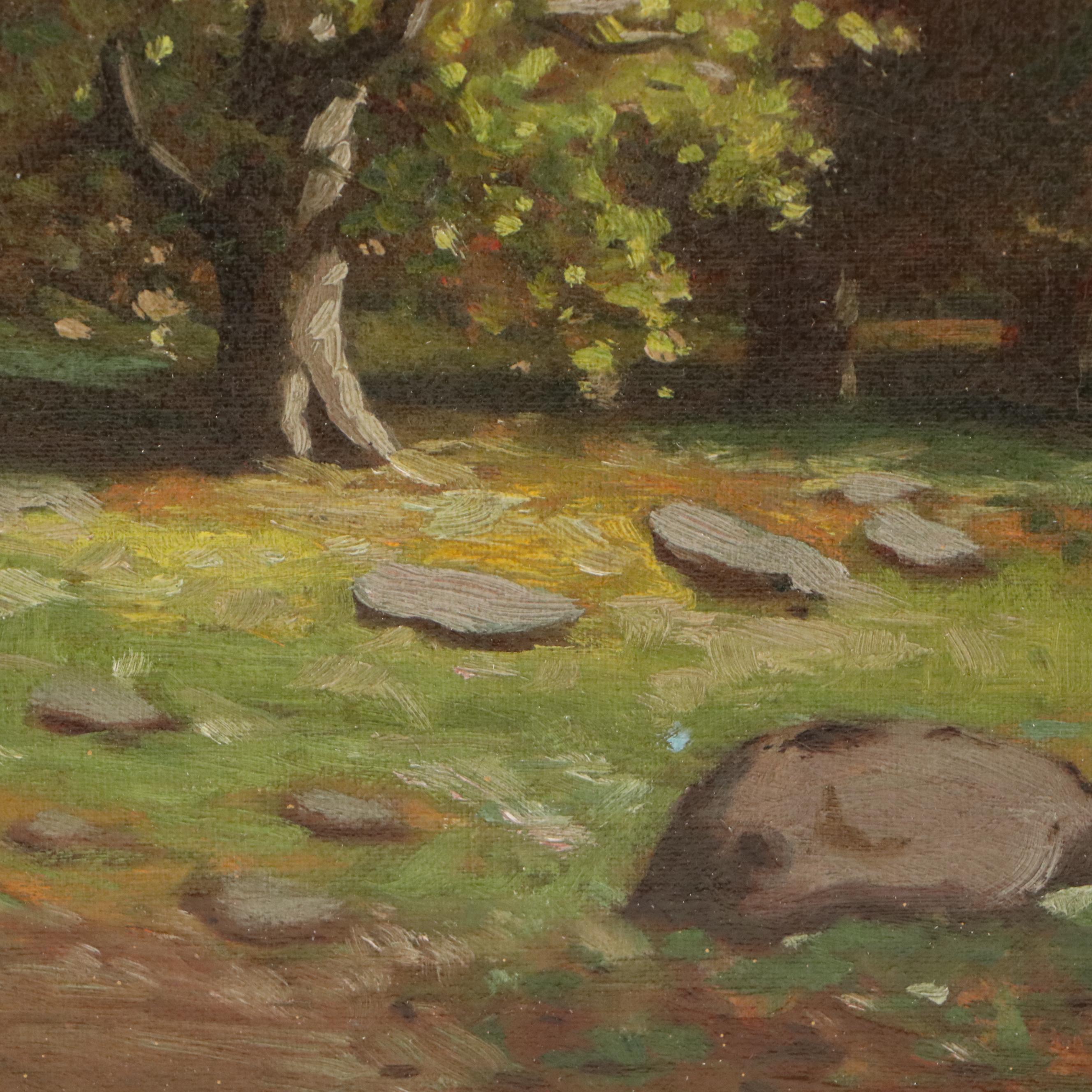Oil Painting of Bucolic Autumn Landscape, Early to Mid-20th Century