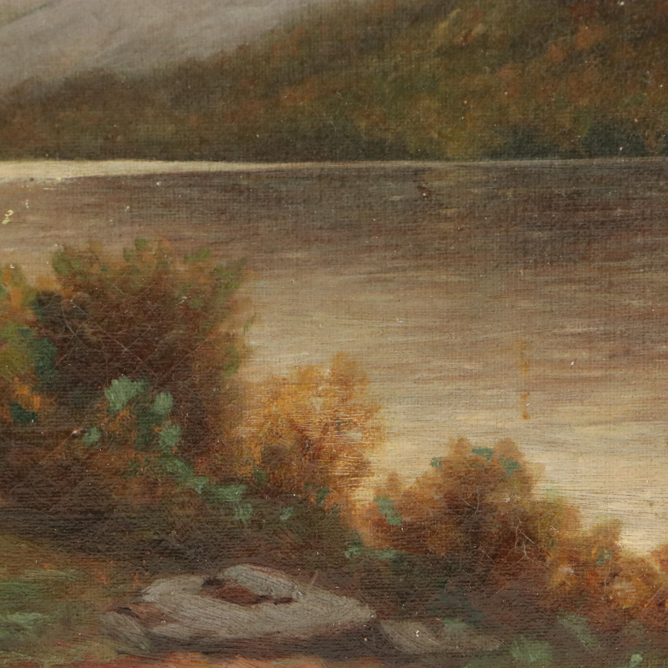 Oil Painting of Bucolic Autumn Landscape, Early to Mid-20th Century