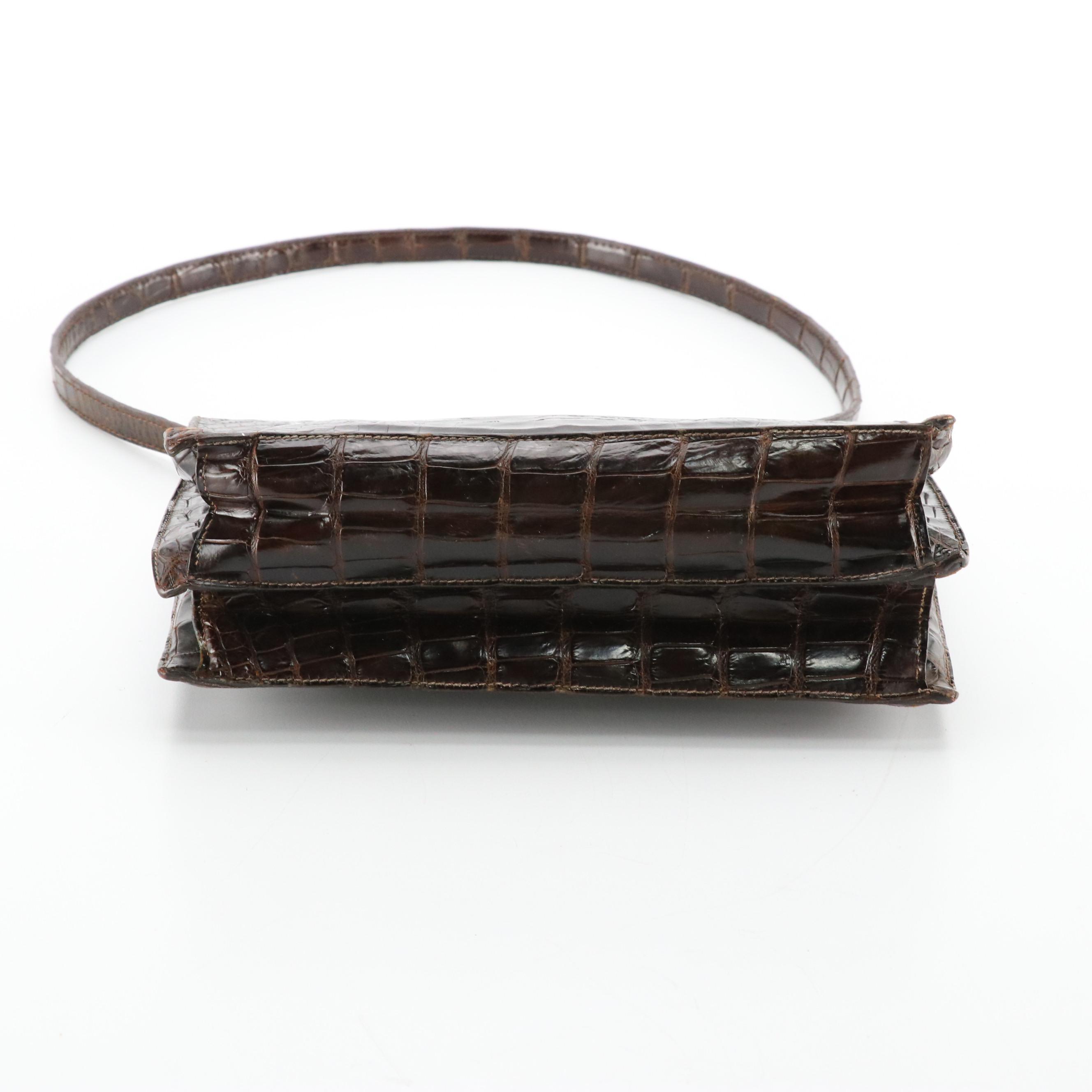 Hermès Palonnier Shoulder Bag in Brown Crocodile Leather, 1960's