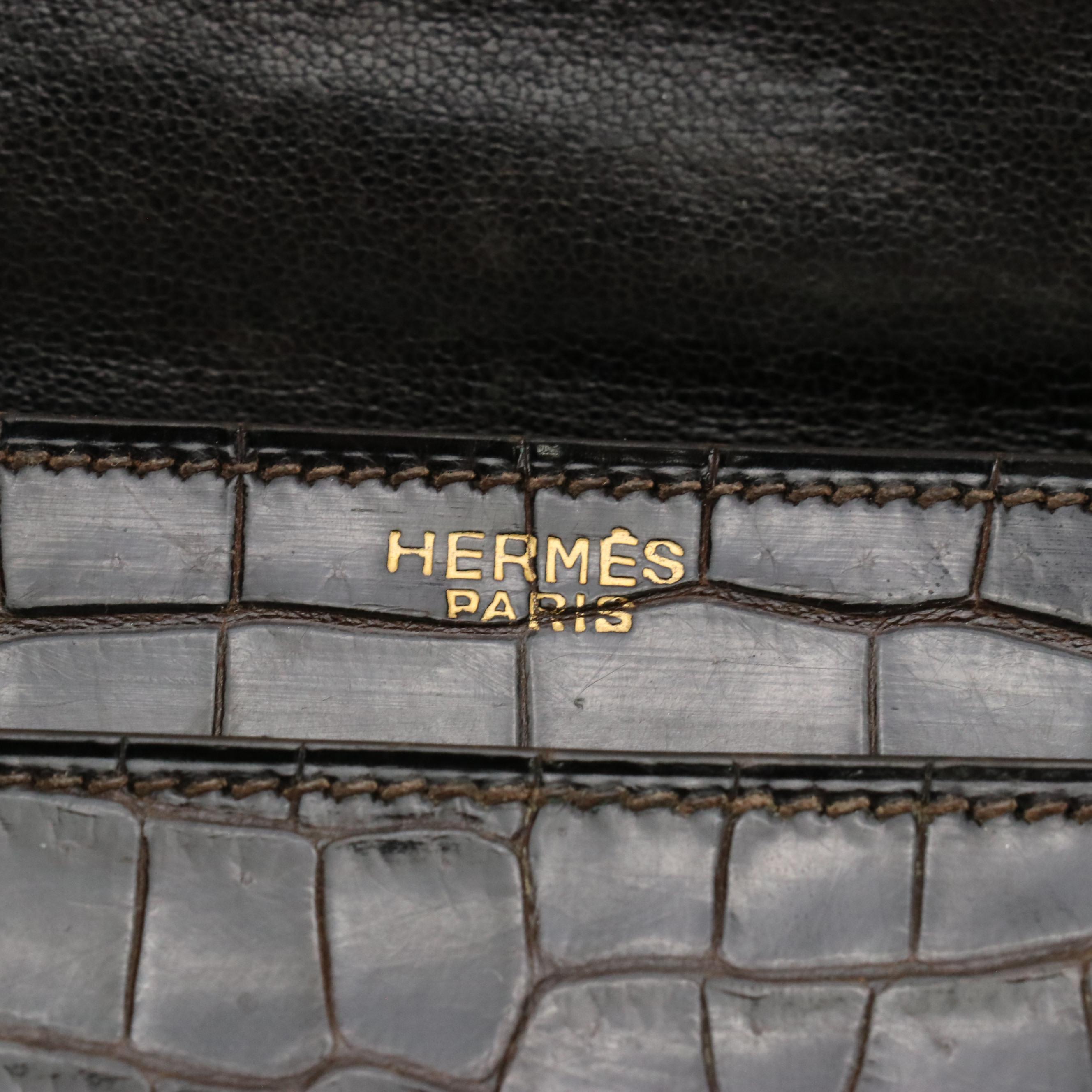 Hermès Palonnier Shoulder Bag in Brown Crocodile Leather, 1960's