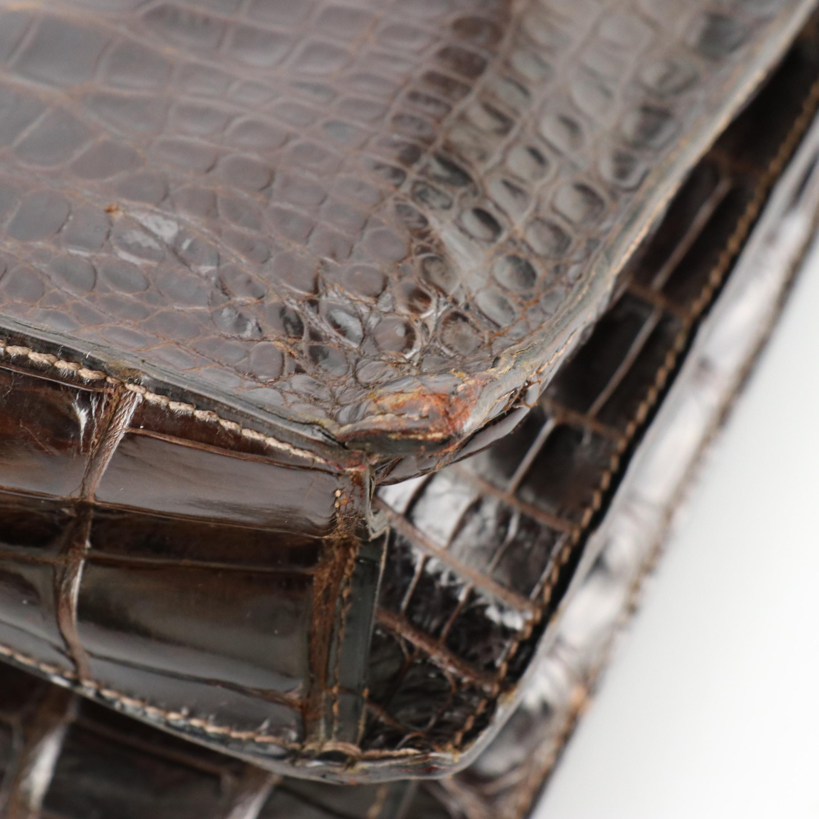 Hermès Palonnier Shoulder Bag in Brown Crocodile Leather, 1960's